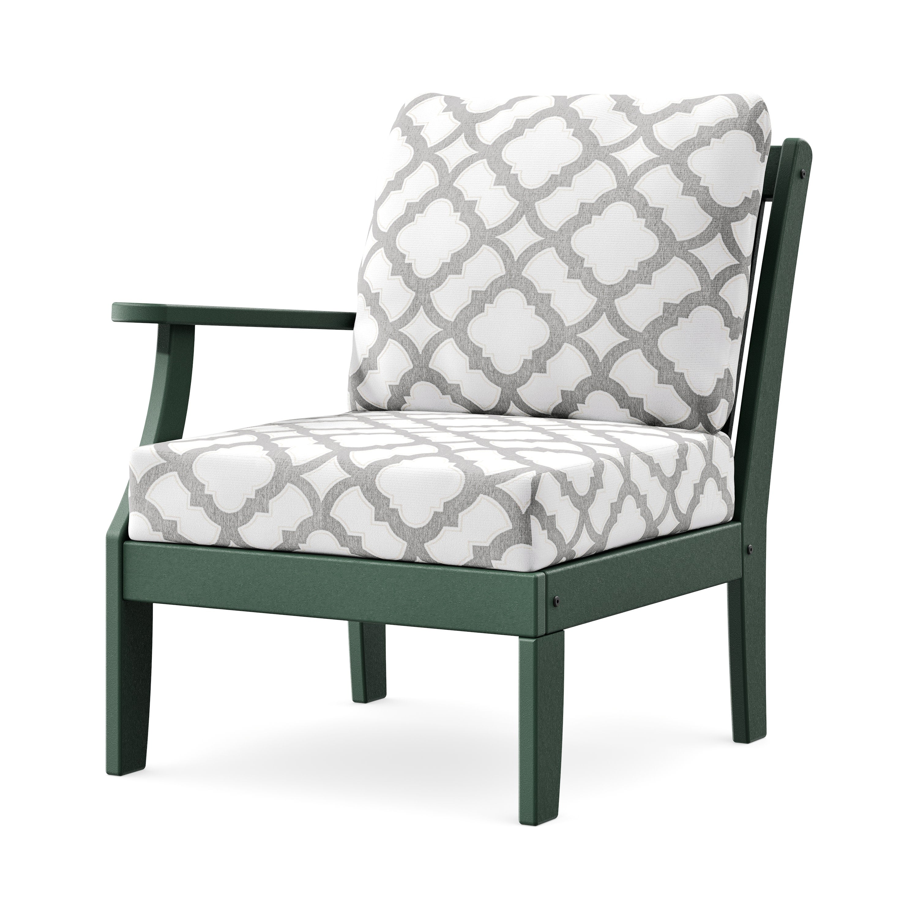 Braxton Modular Left Arm Chair in Green / Trellis Grey Mist