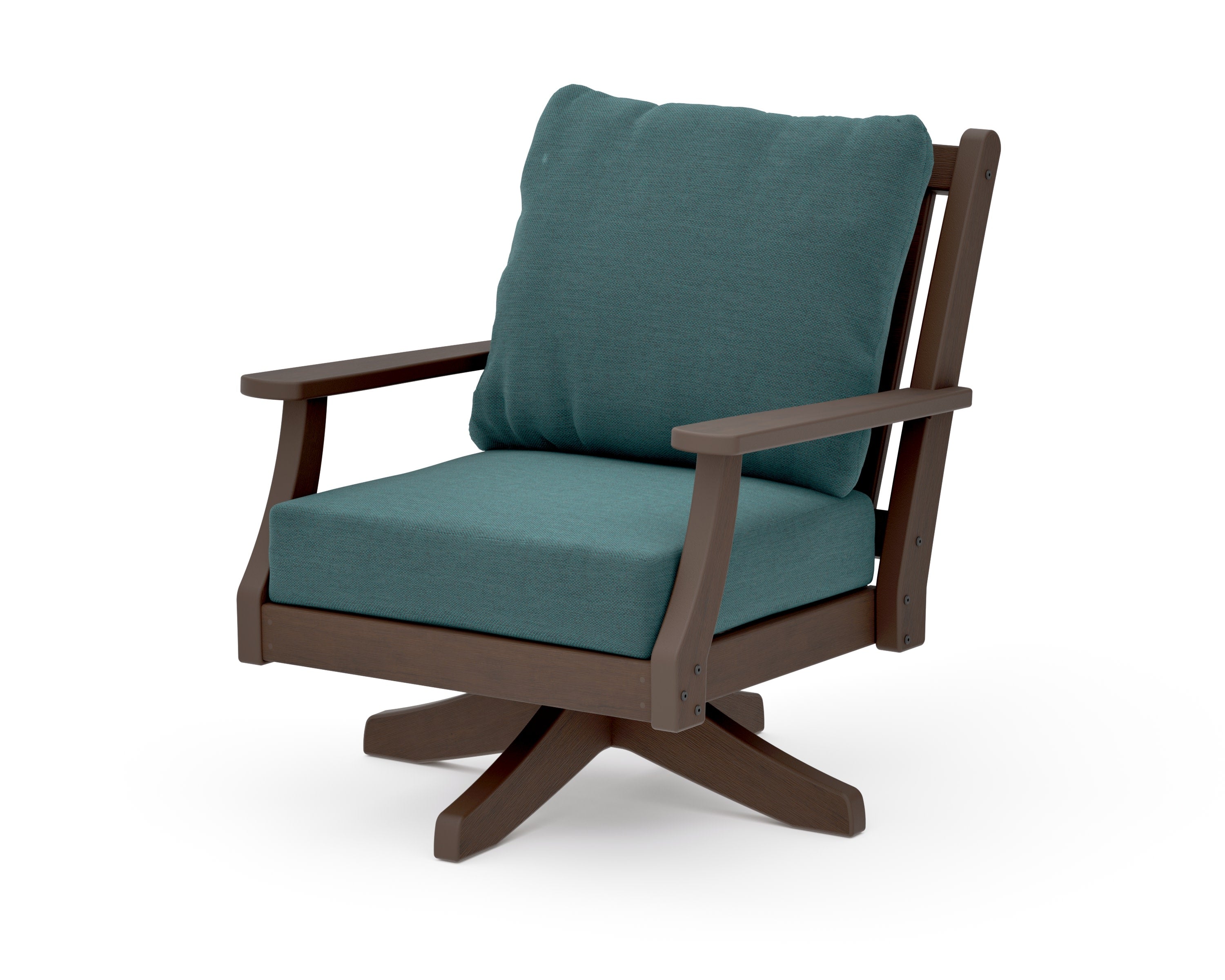 Wovendale Deep Seating Swivel Chair in Kona / Ocean Teal