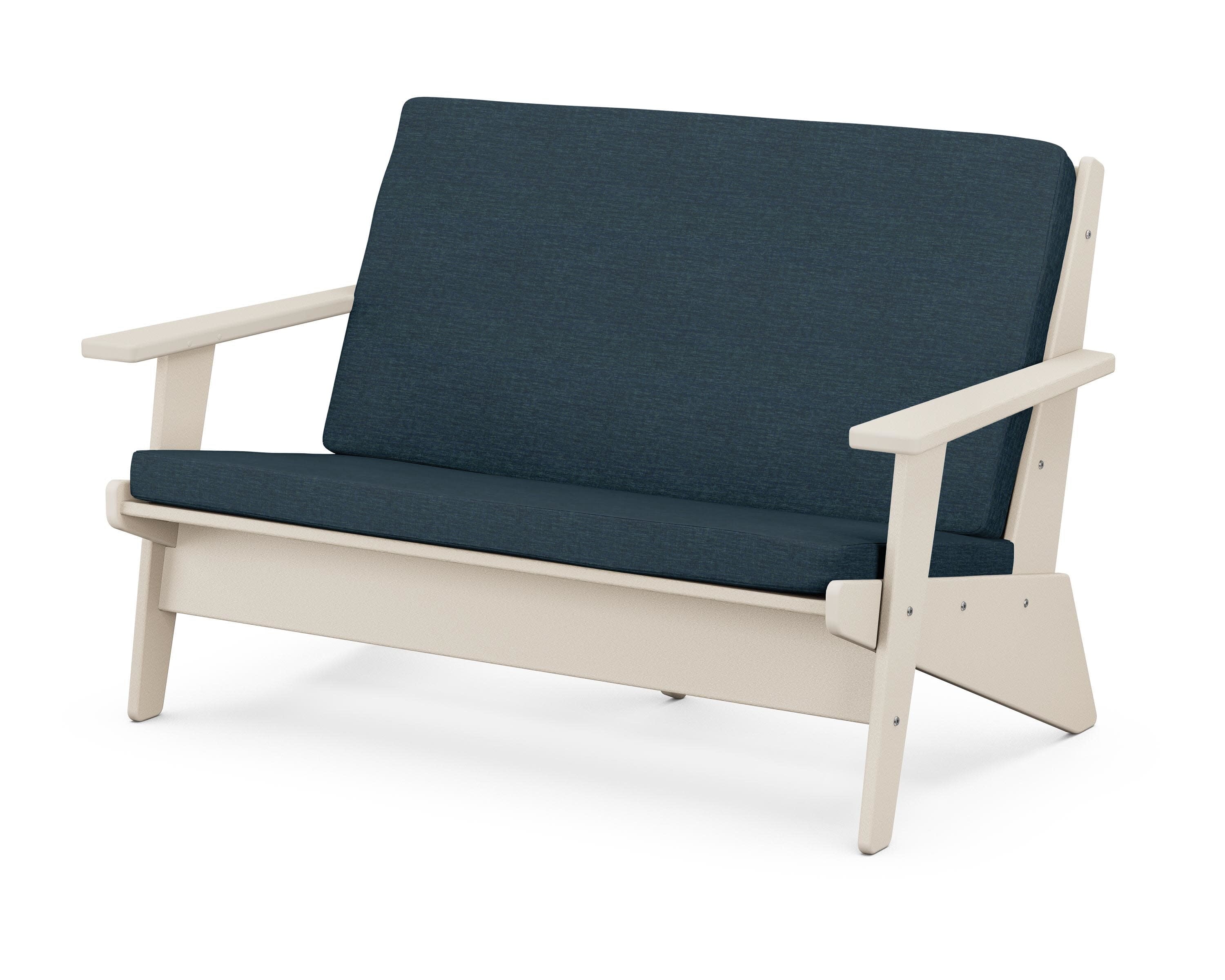 Riviera Modern Lounge Loveseat in Sand / Platform Indigo
