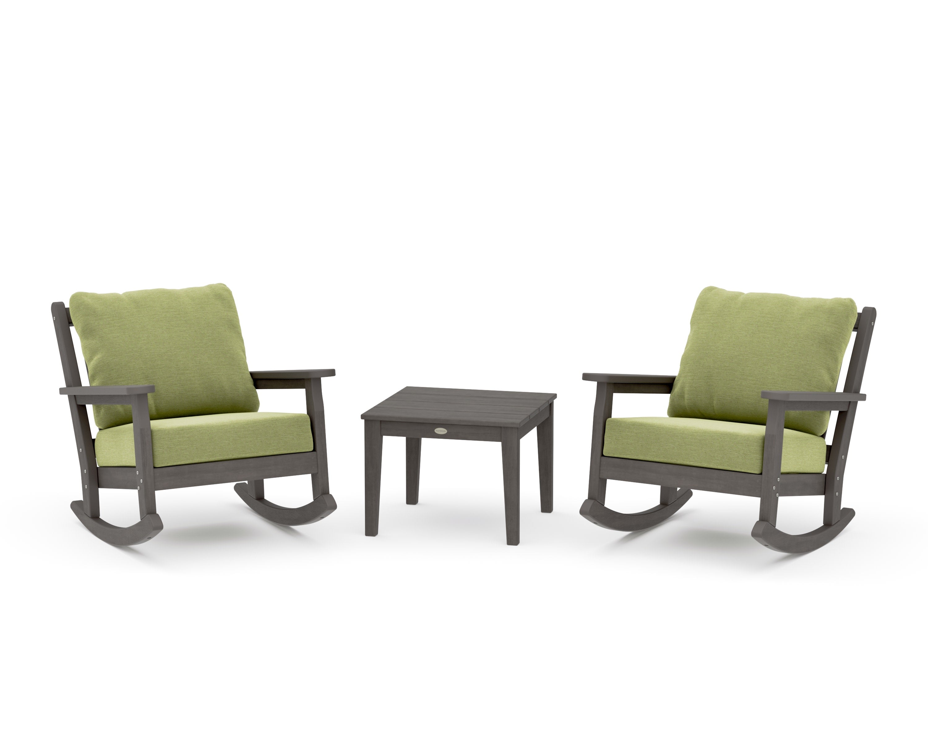 Chippendale 3-Piece Deep Seating Rocker Set in Driftwood / Chartreuse Boucle