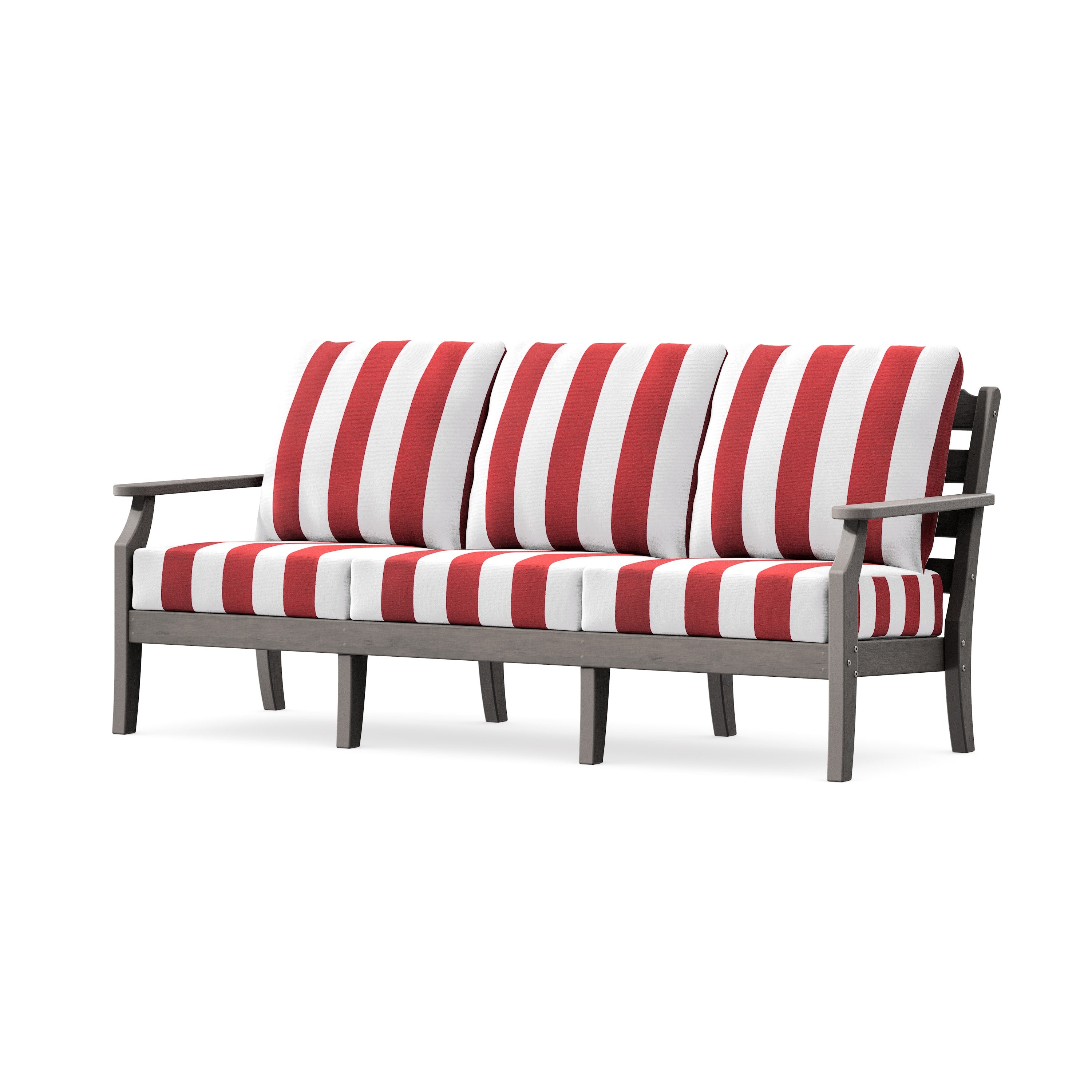 Savannah Deep Seating Sofa in Driftwood / Cabana Stripe Crimson