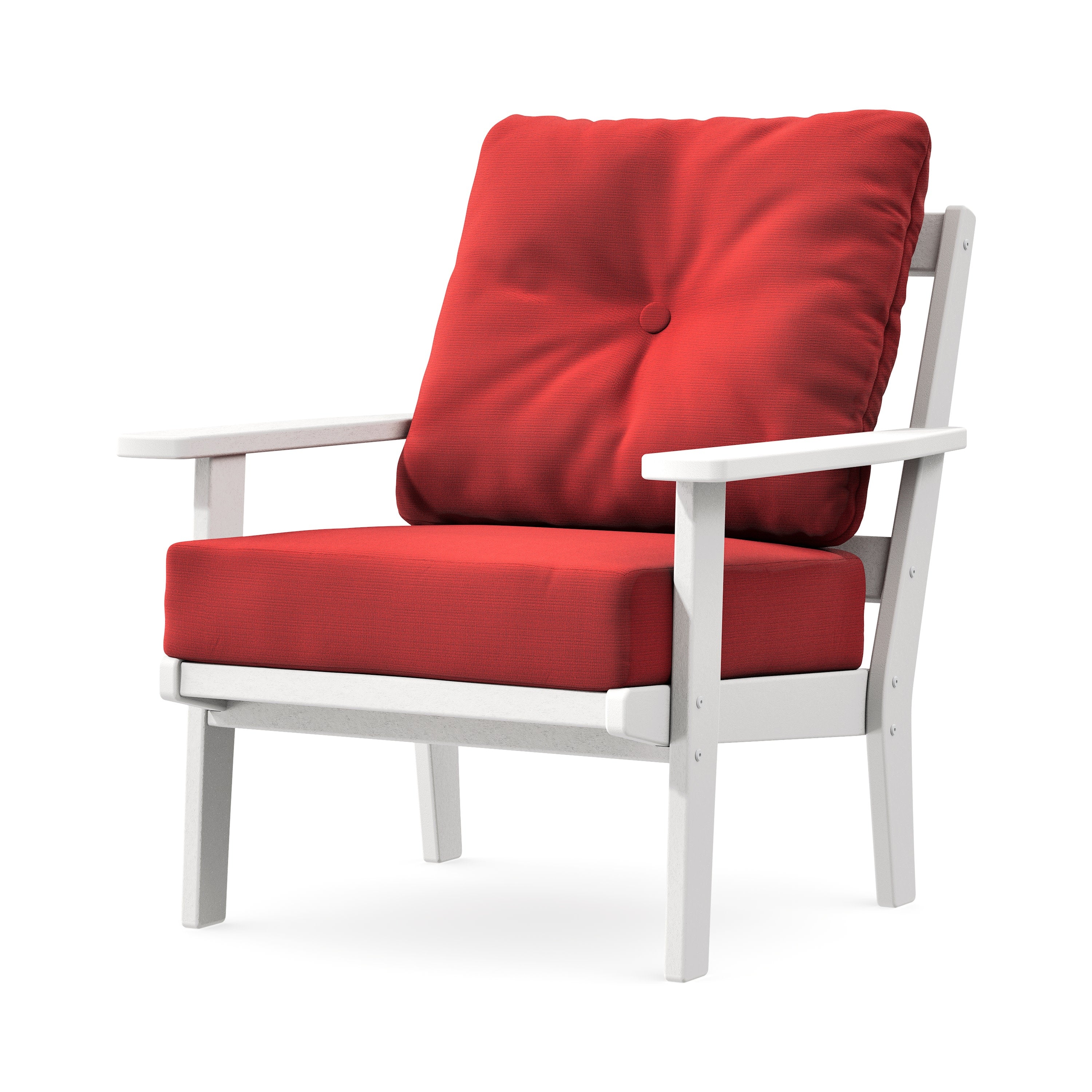 Prairie Deep Seating Chair in White / Crimson Linen