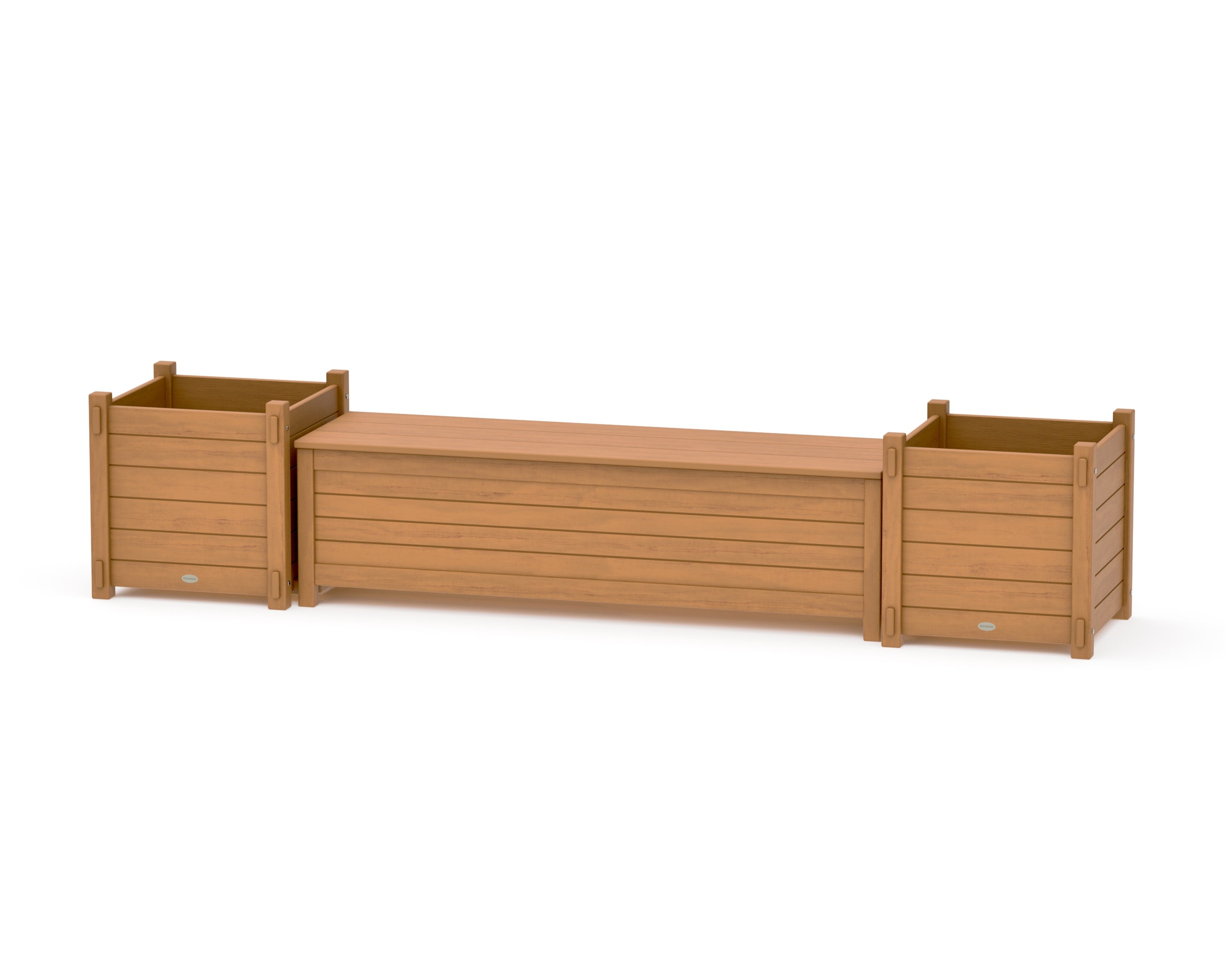 60" Nautical Straight Planter Storage Bench Set- Large in Natural