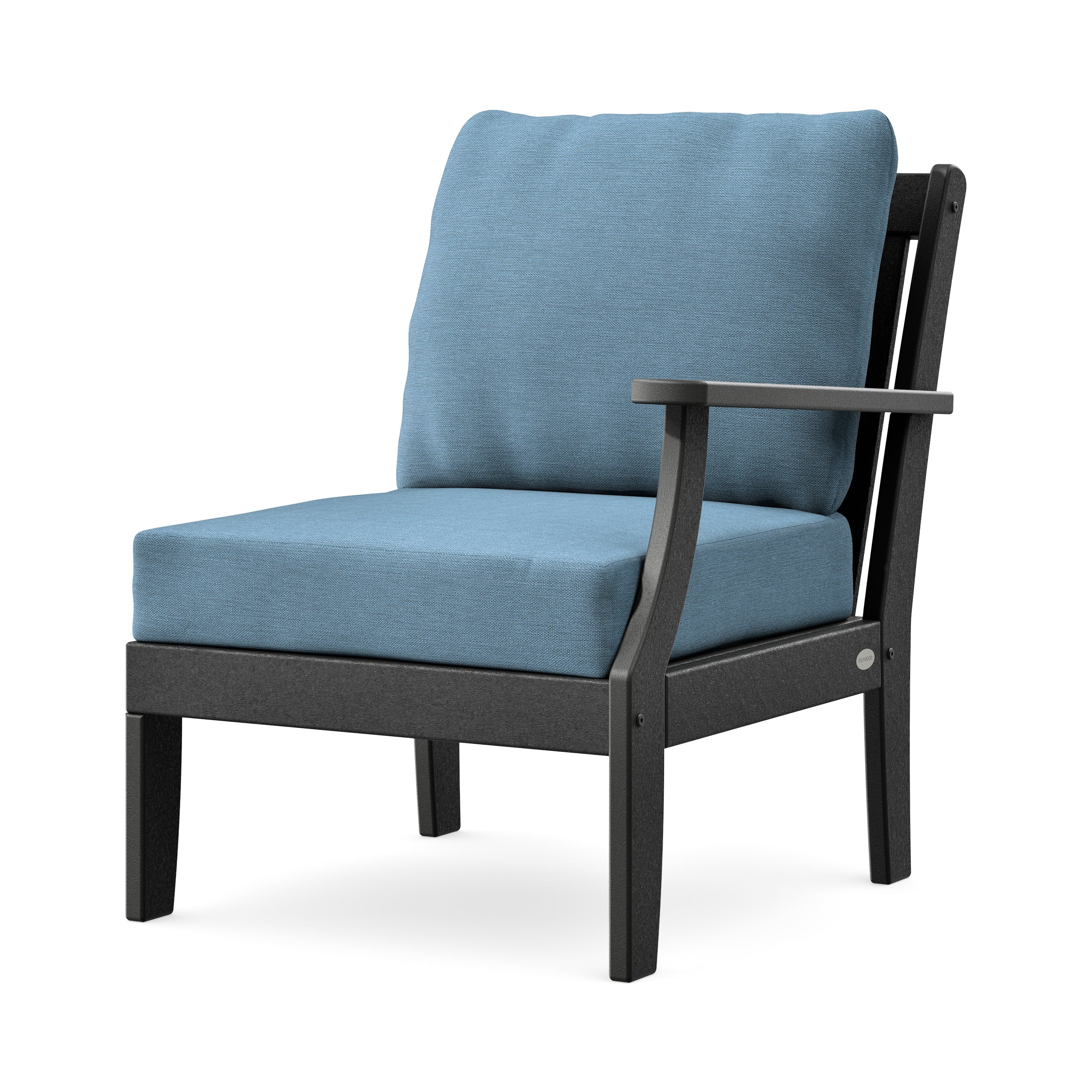 Braxton Modular Right Arm Chair in Black / Sky Blue