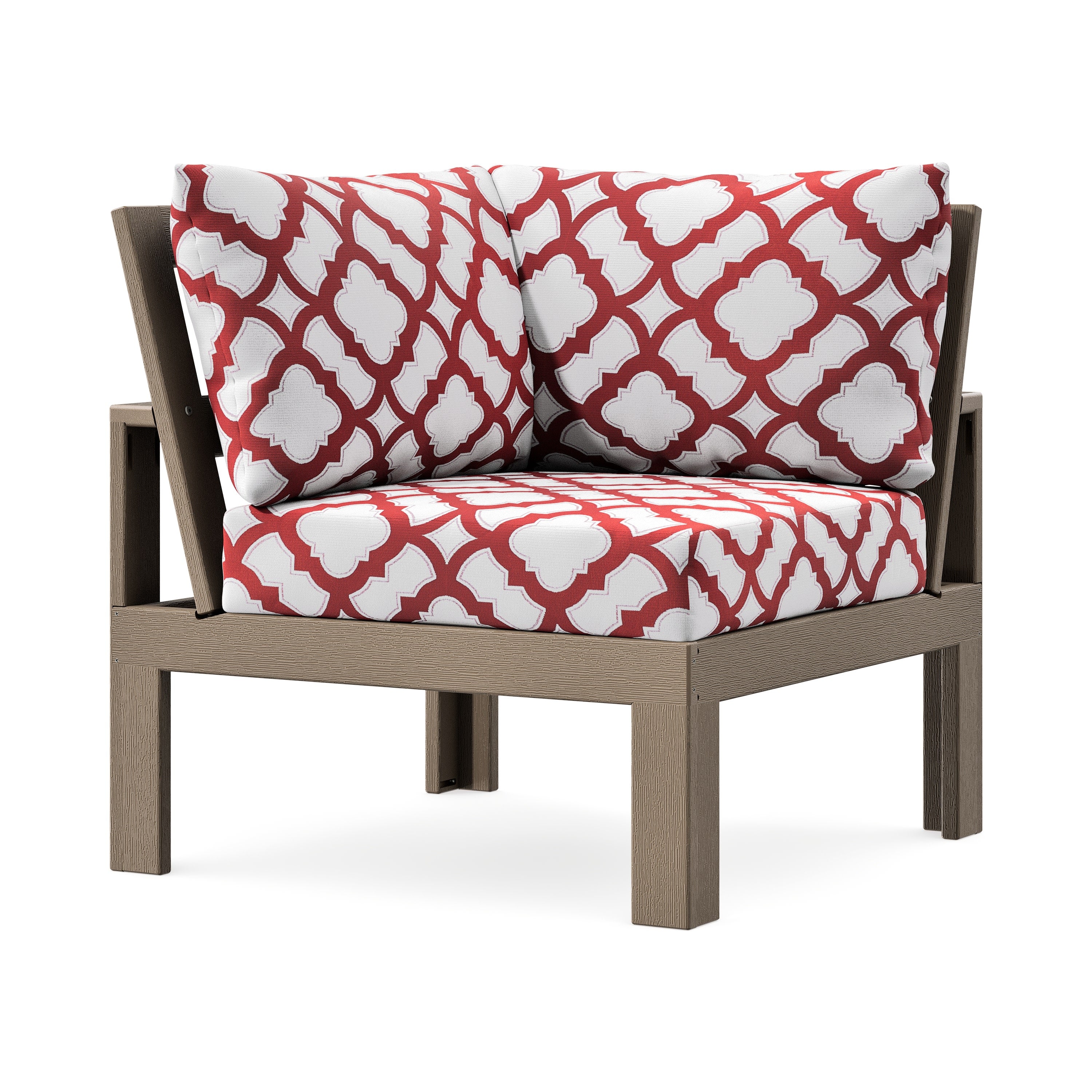 Modular Corner Chair in Vintage Sahara / Trellis Crimson