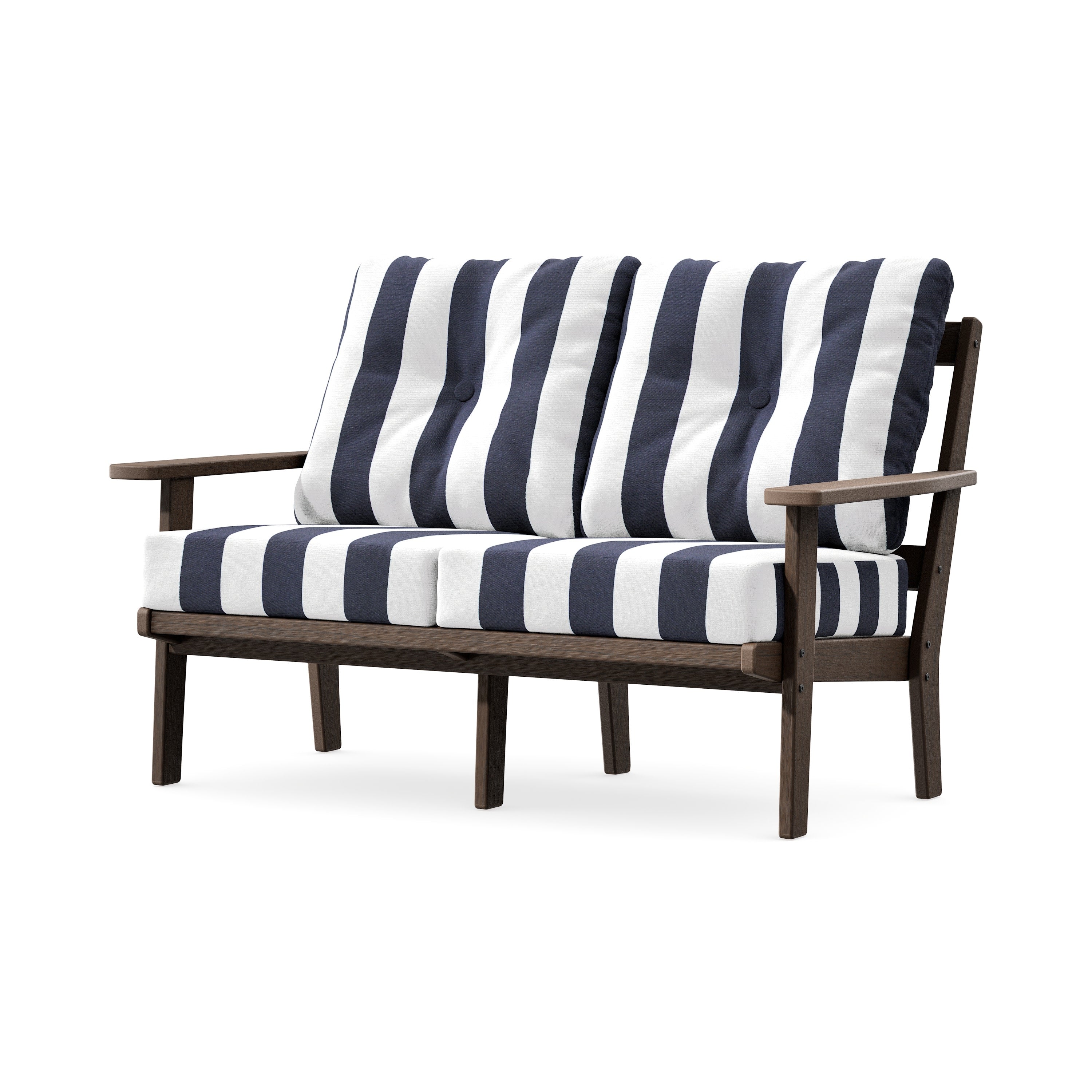 Oxford Deep SeatingLoveseat in Kona / Cabana Stripe Navy