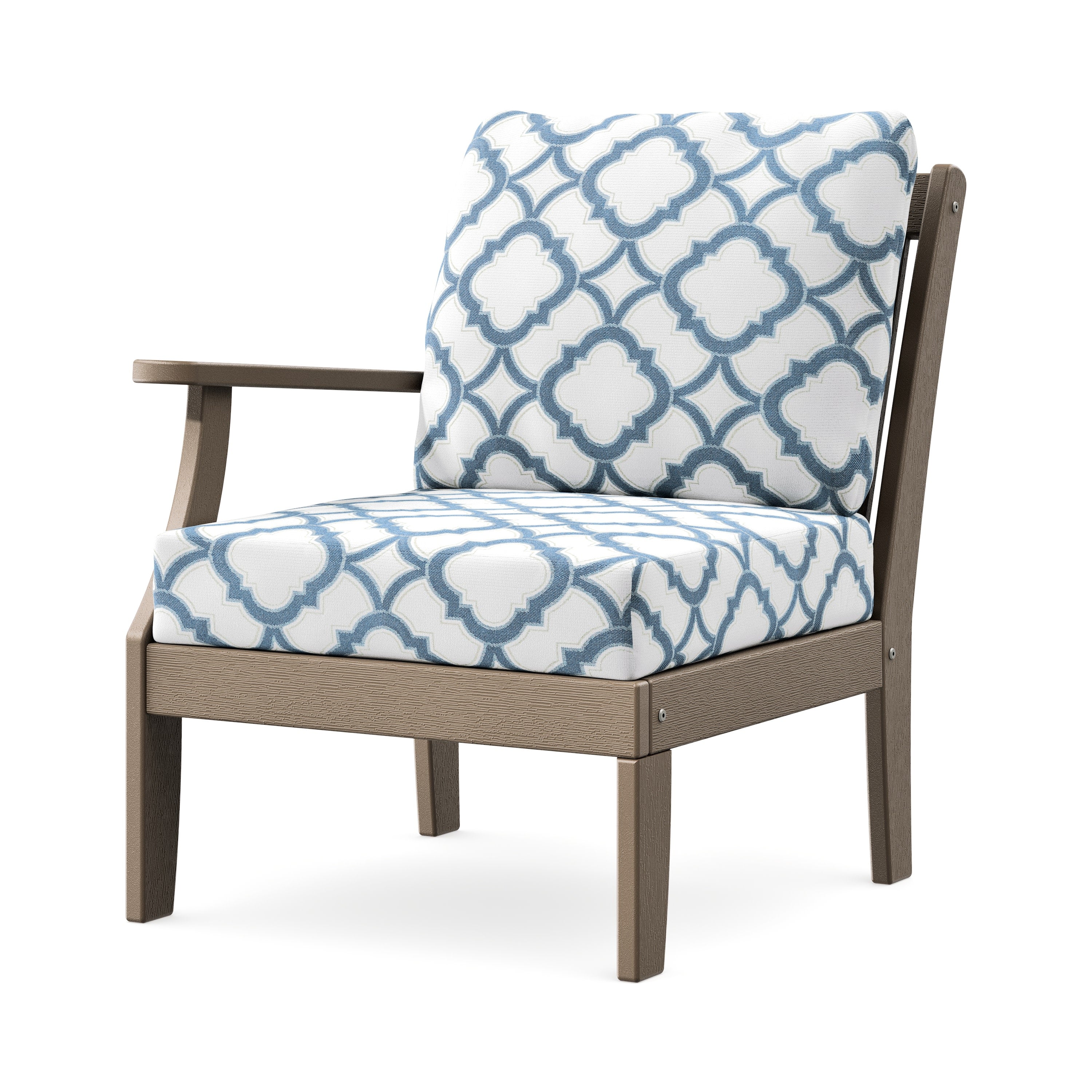Braxton Modular Left Arm Chair in Vintage Sahara / Trellis Sky Blue