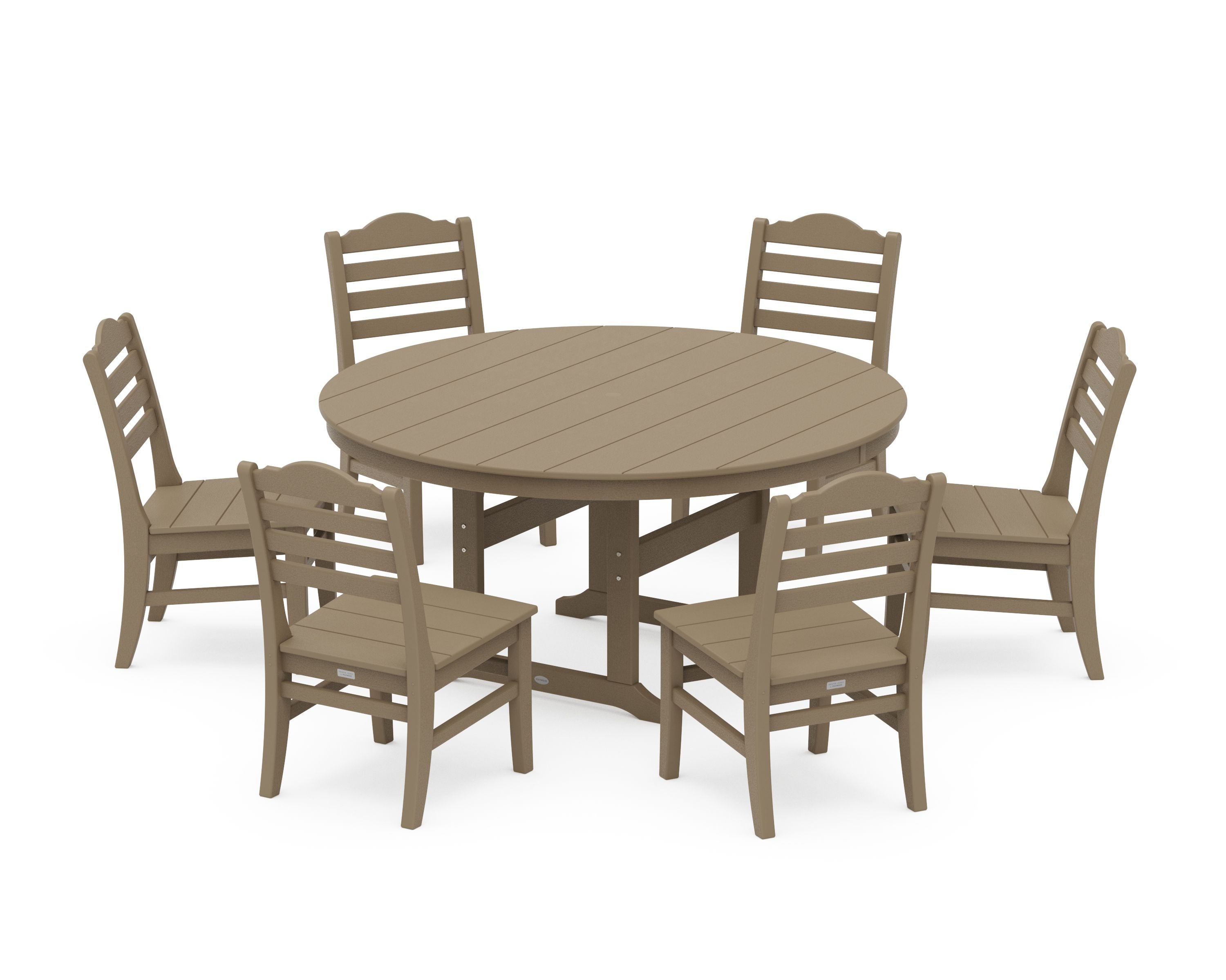 Savannah 7-Piece Side Chair Round Farmhouse Dining Set in Vintage Sahara