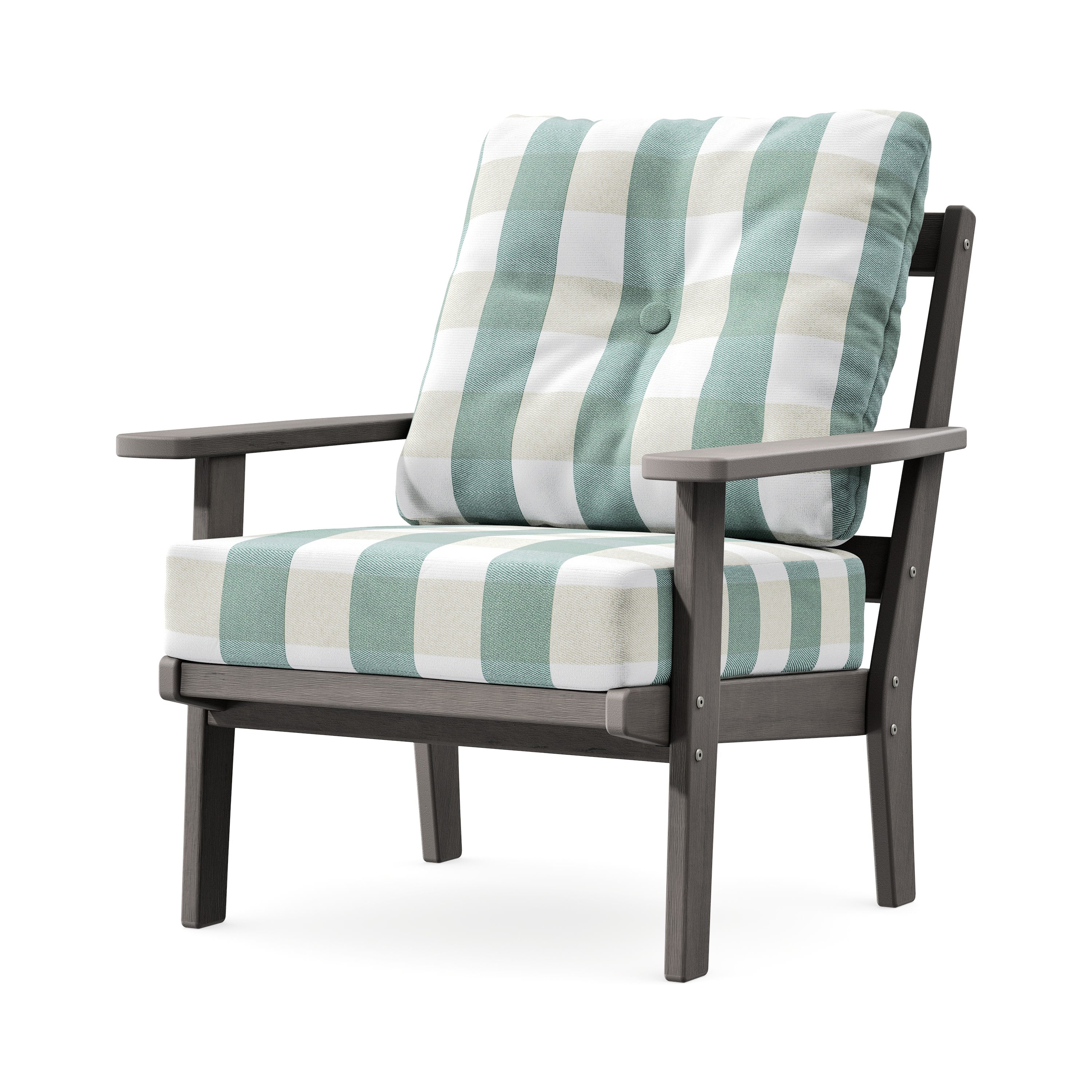 Prairie Deep Seating Chair in Driftwood / Buffalo Plaid Glacier Spa