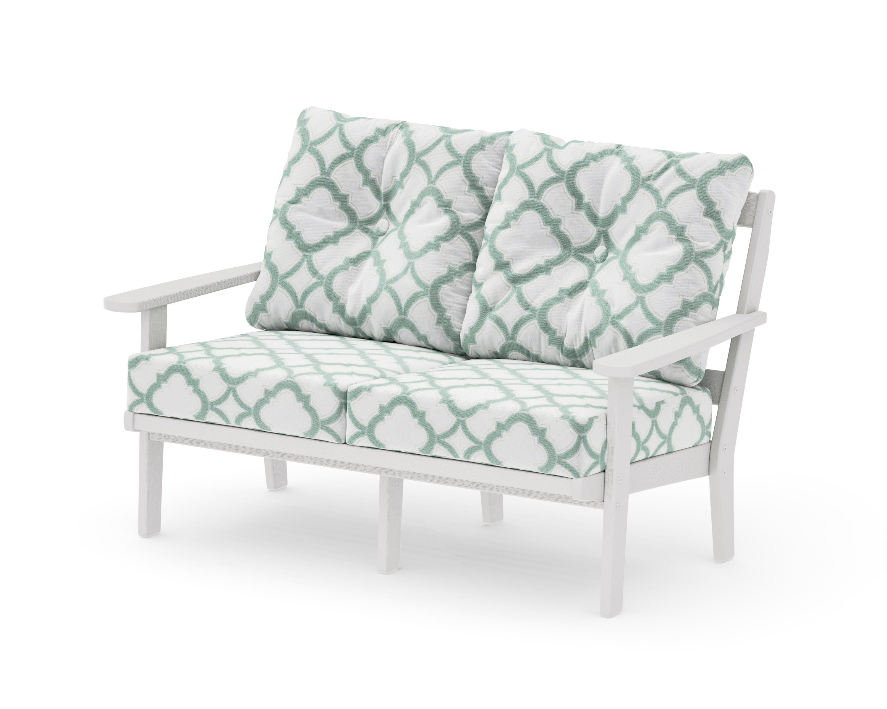 Mission Deep SeatingLoveseat in Vintage White / Trellis Glacier Spa