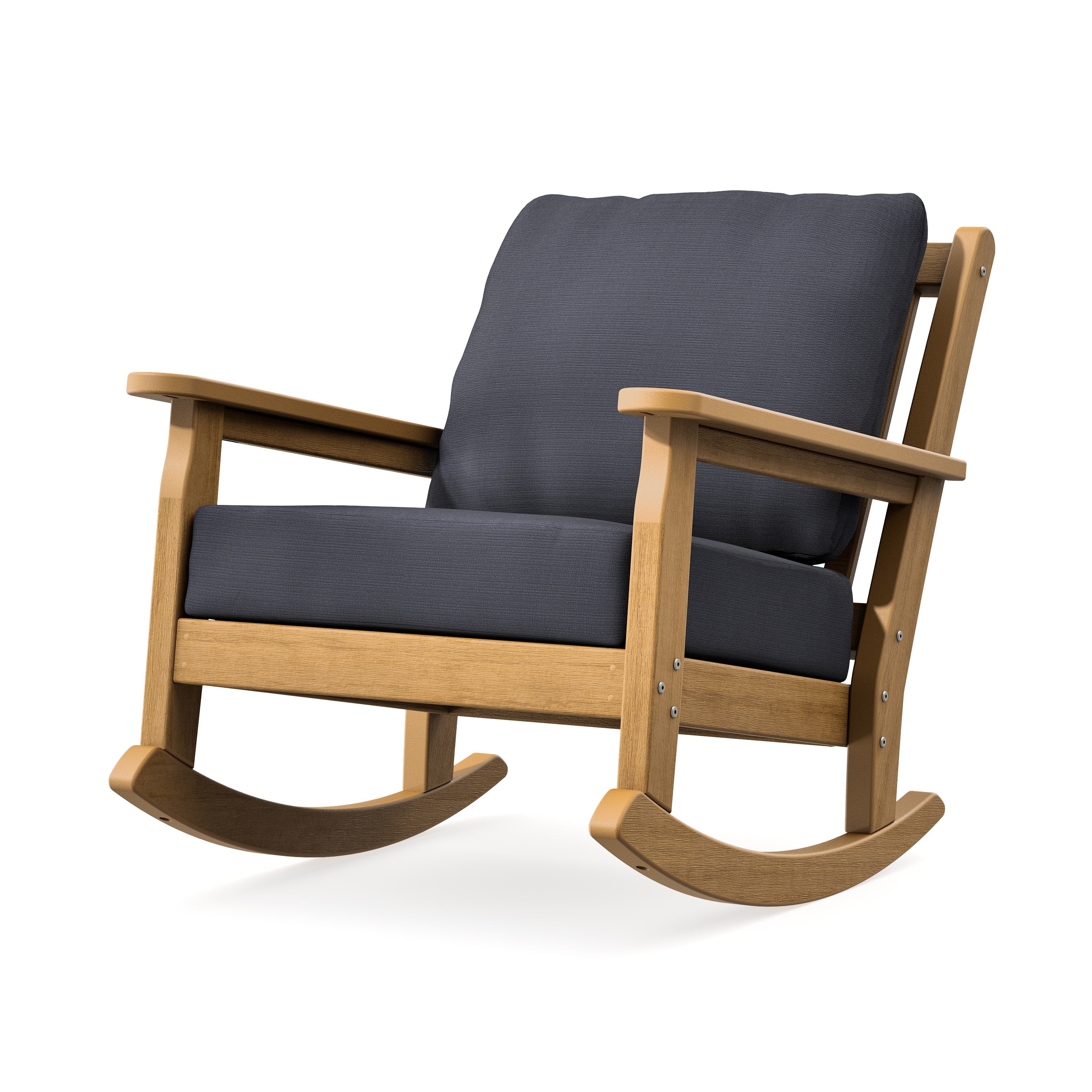 Chippendale Deep Seating Rocking Chair in Natural / Midnight Linen