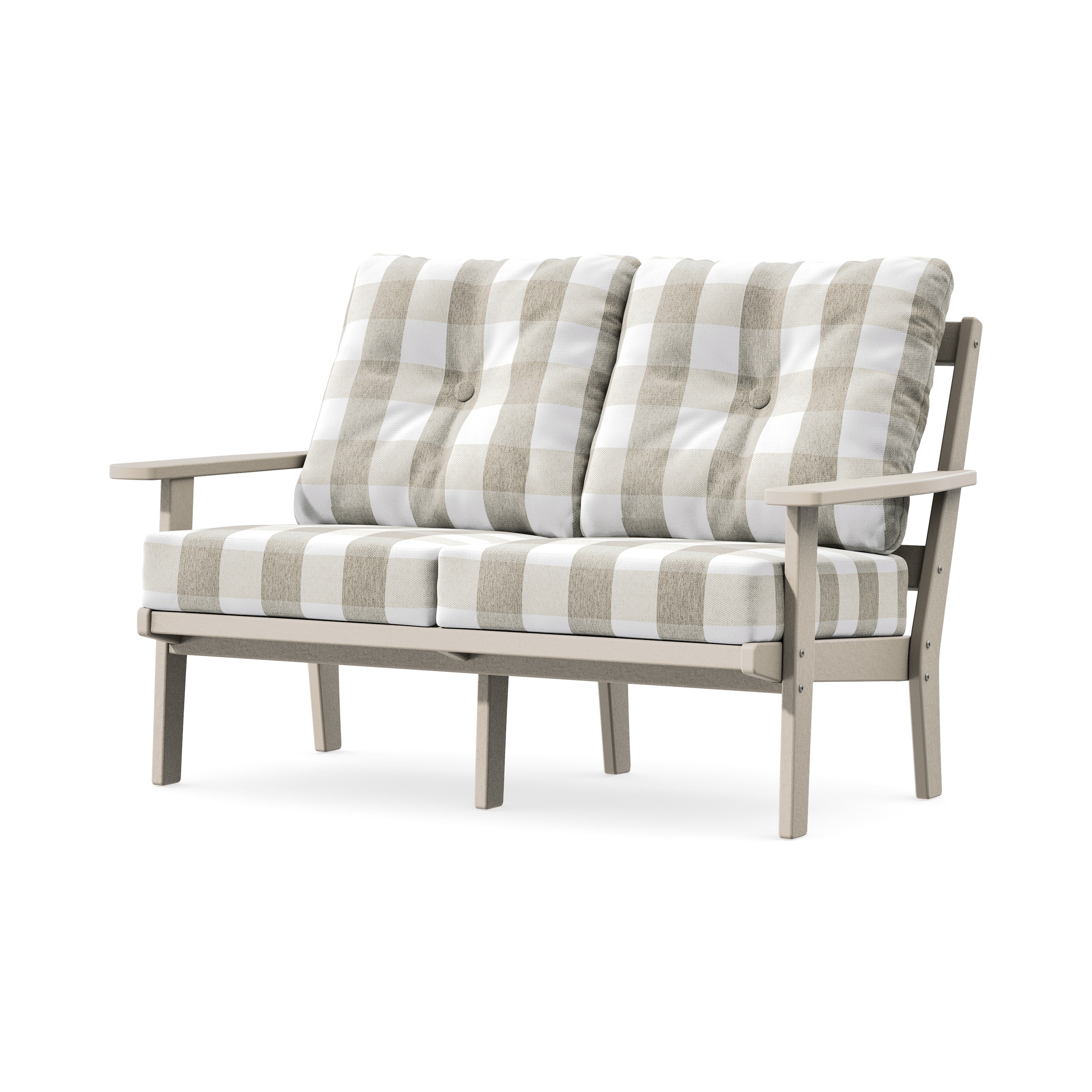 Oxford Deep SeatingLoveseat in Sand / Buffalo Plaid Dune Burlap