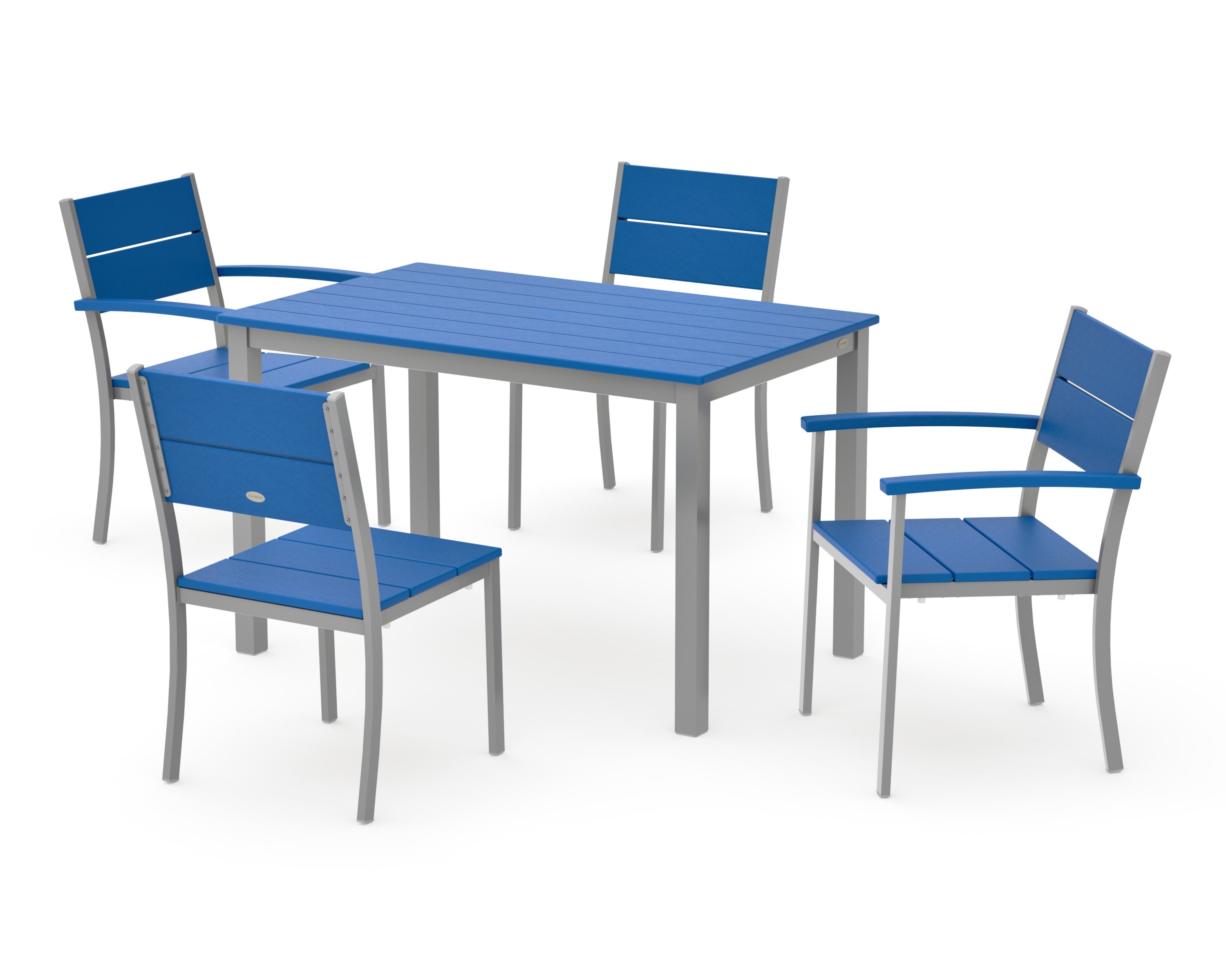 Main Street 5-Piece Dining Set in Silver / Pacific Blue