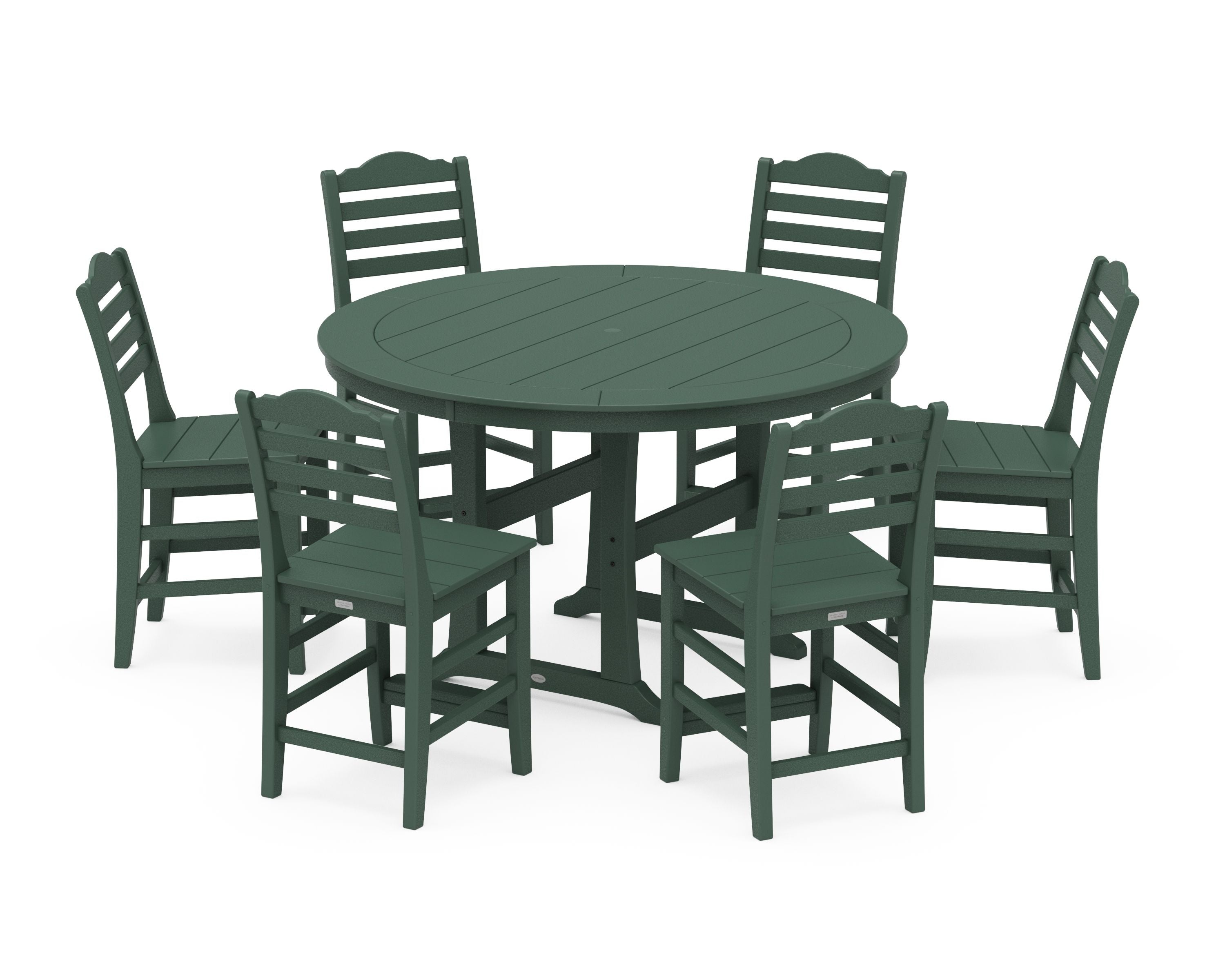 Savannah 7-Piece Side Chair Round Counter Set in Green