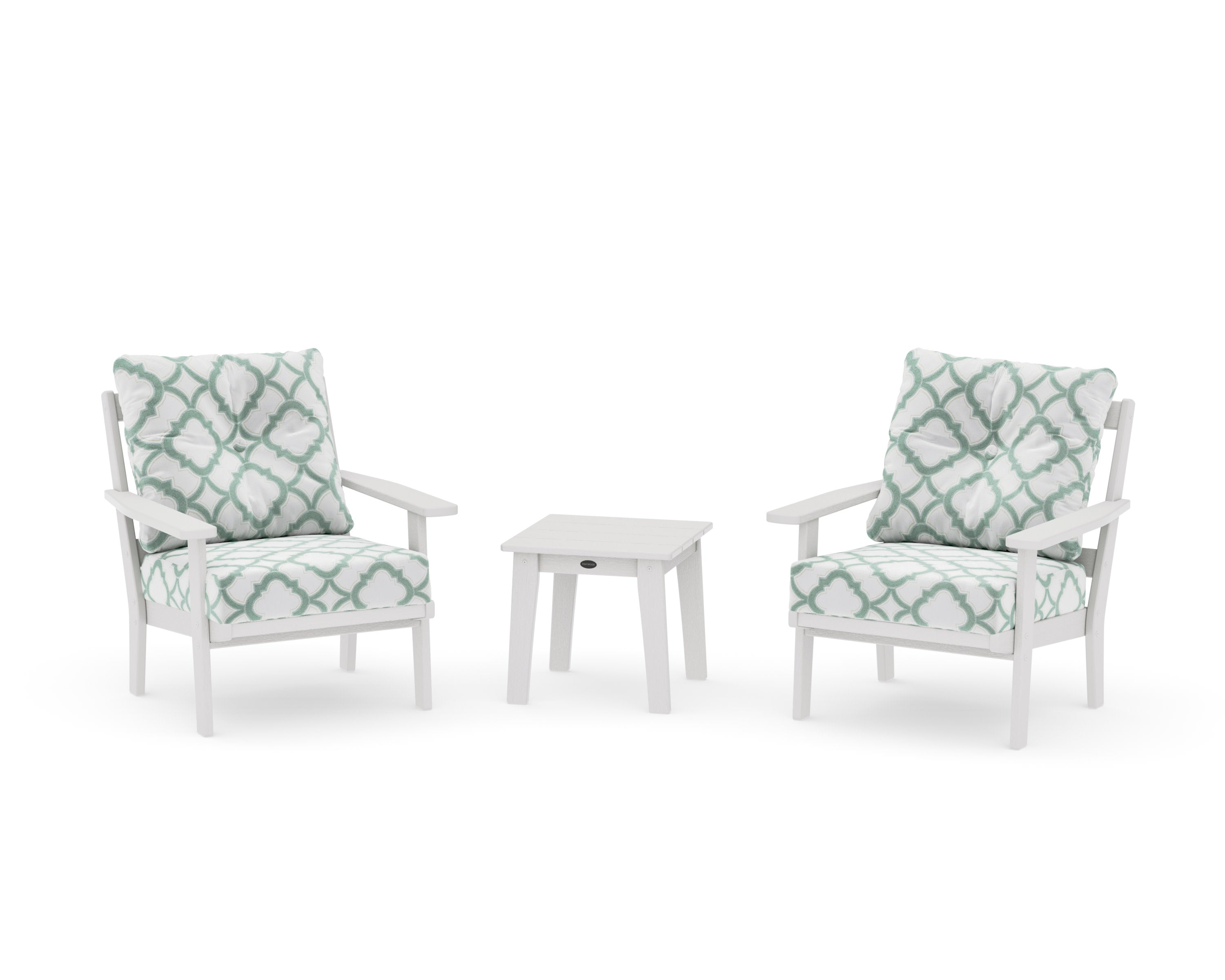 Oxford 3-Piece Deep Seating Set in Vintage White / Trellis Glacier Spa