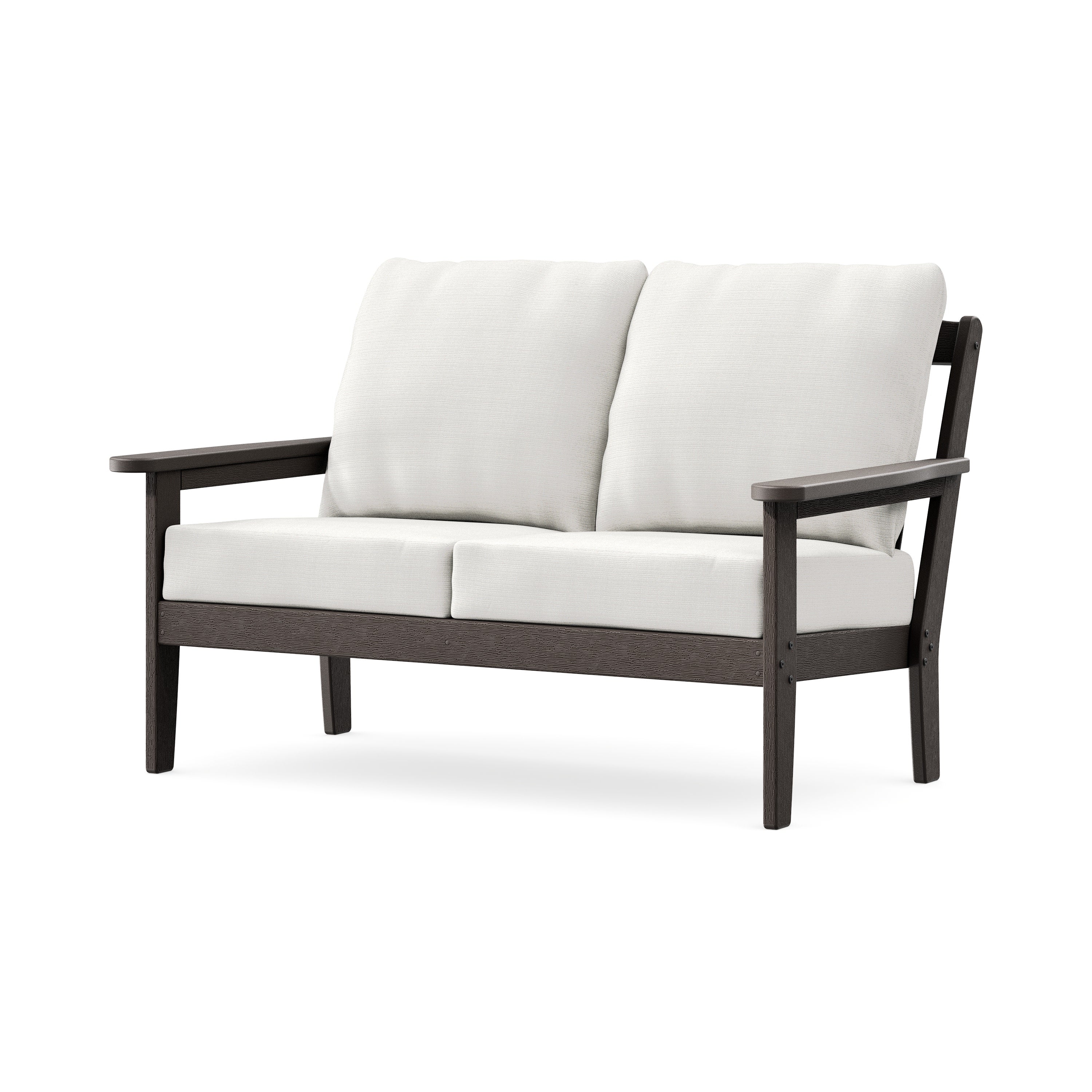 Cottage Deep Seating Loveseat in Vintage Coffee / Natural Linen
