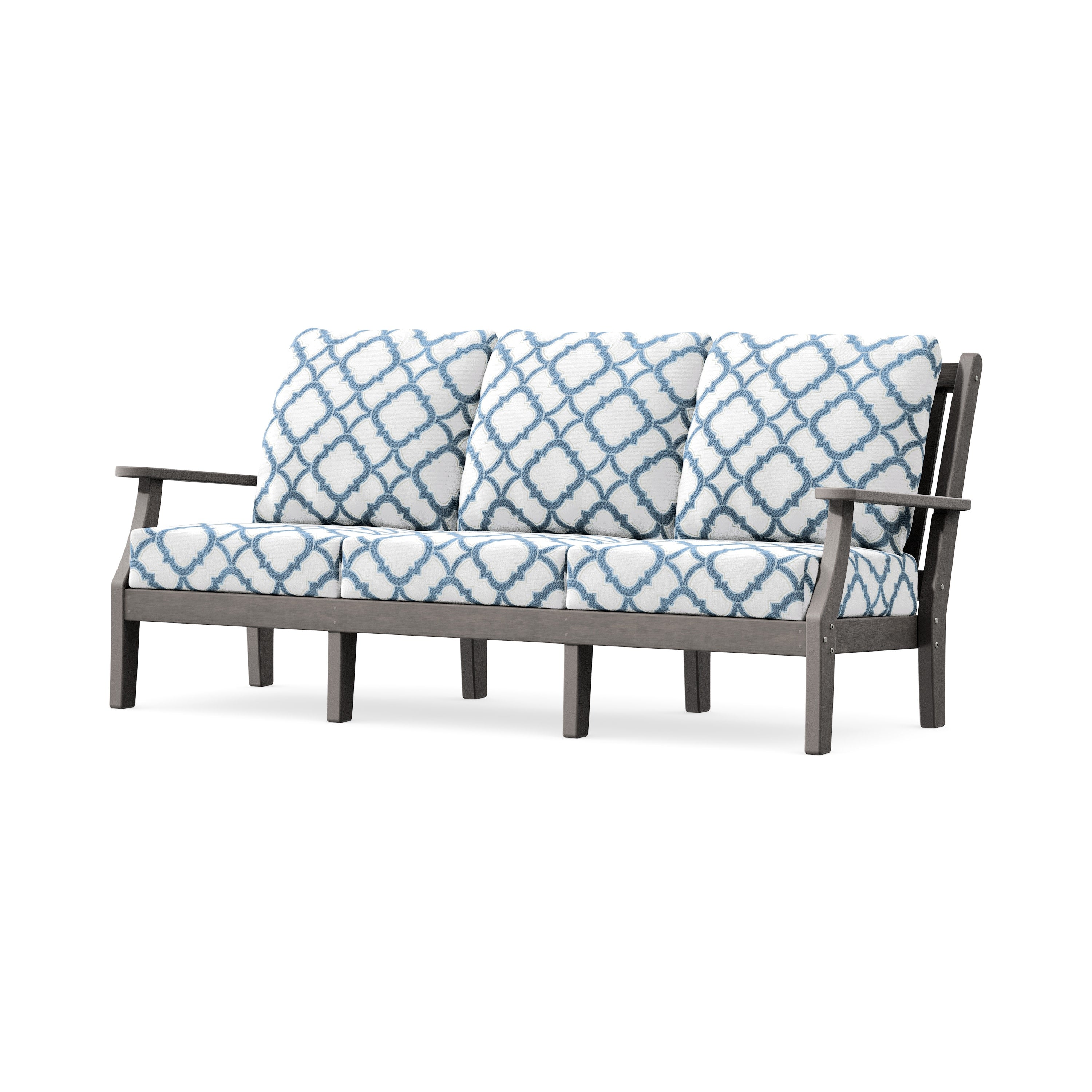 Wovendale Deep Seating Sofa in Driftwood / Trellis Sky Blue