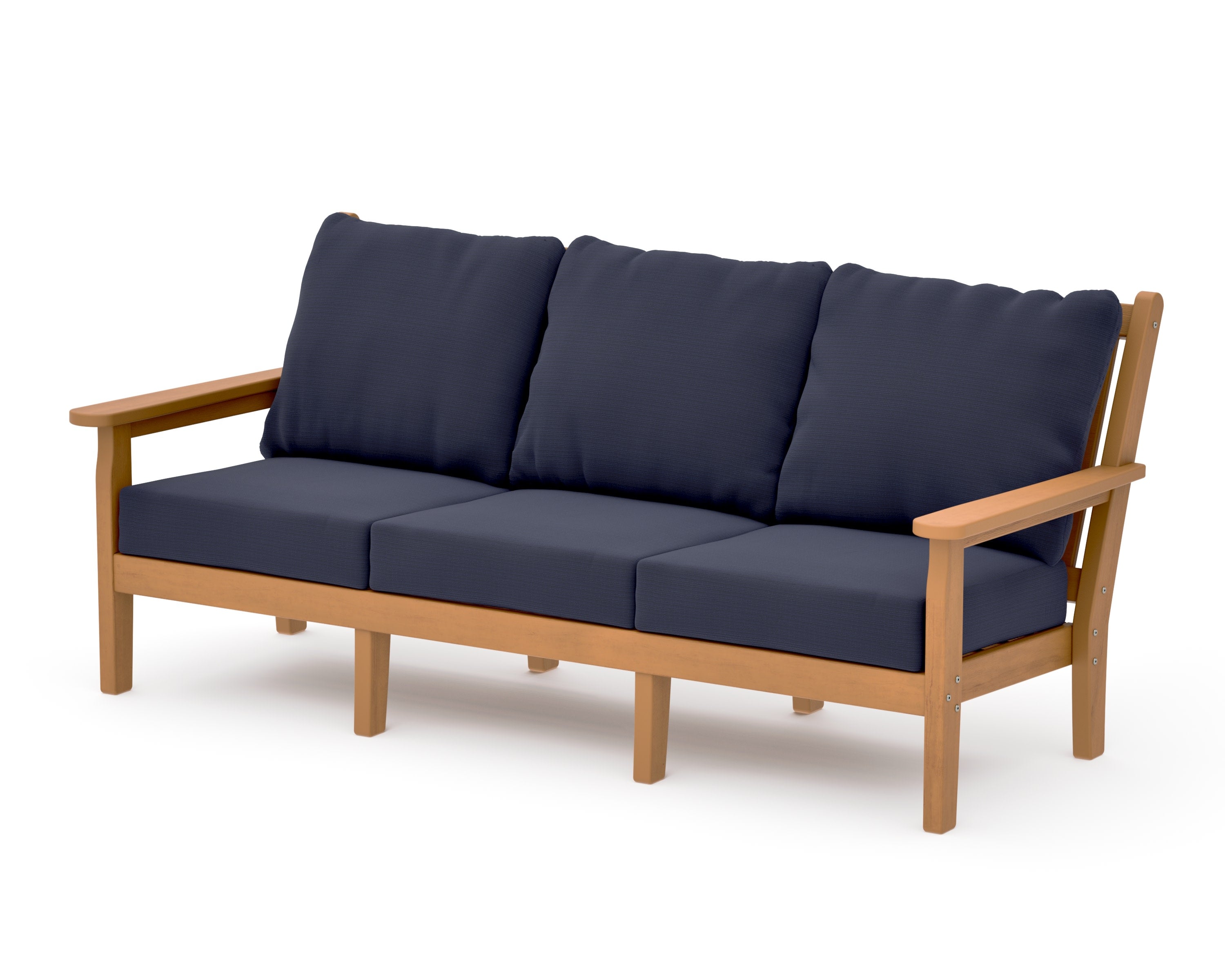 Chippendale Deep Seating Sofa in Natural / Navy Linen