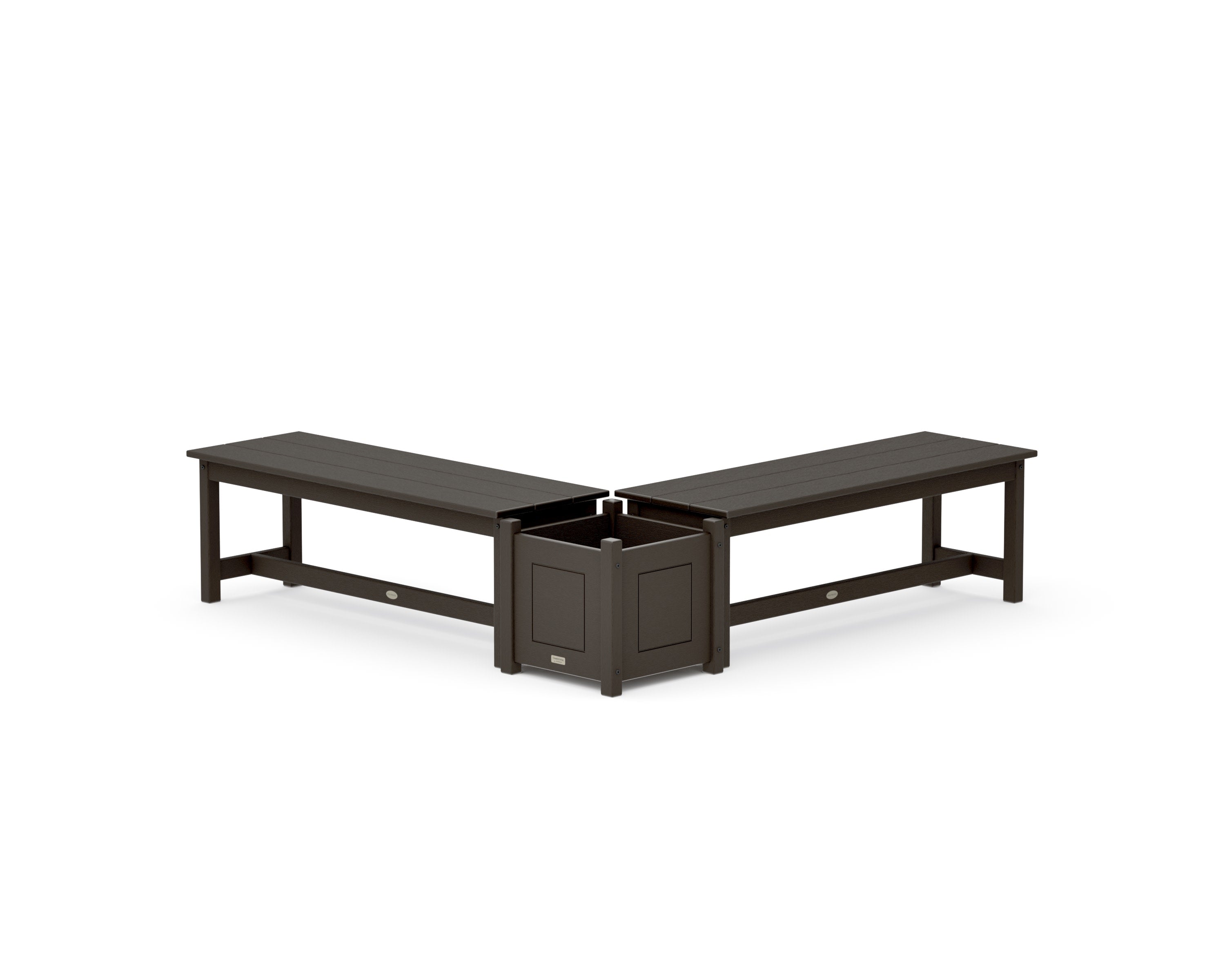 48" Country Living L- Shaped Planter Bench Set in Vintage Coffee