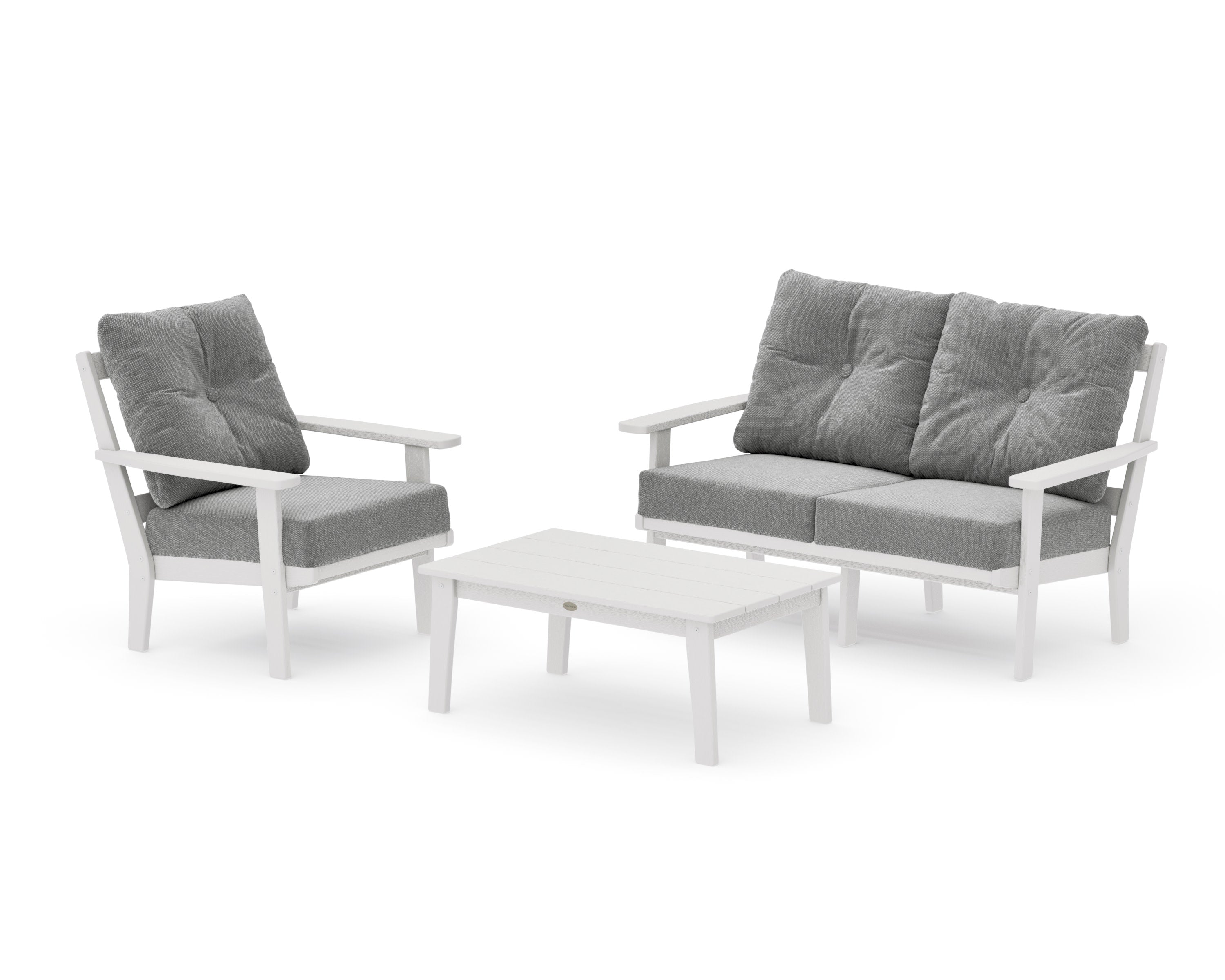 Oxford 3-Piece Deep Seating Set with Loveseat in Vintage White / Grey Mist