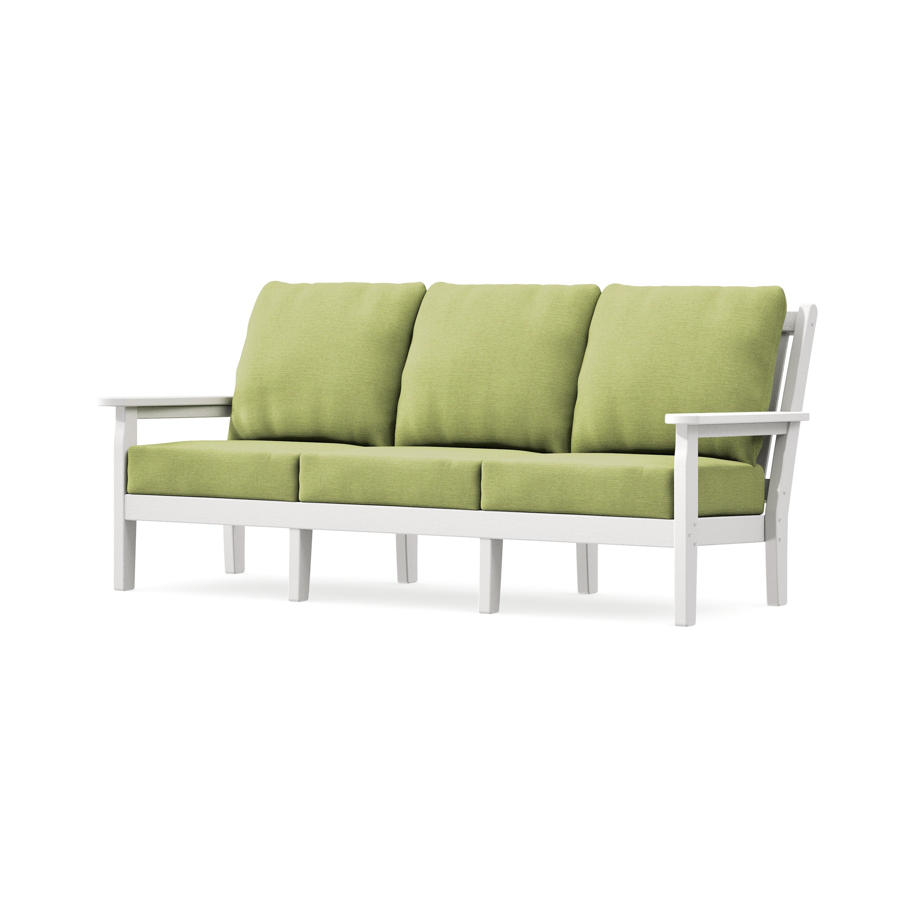 Chippendale Deep Seating Sofa in Vintage White / Chartreuse Boucle