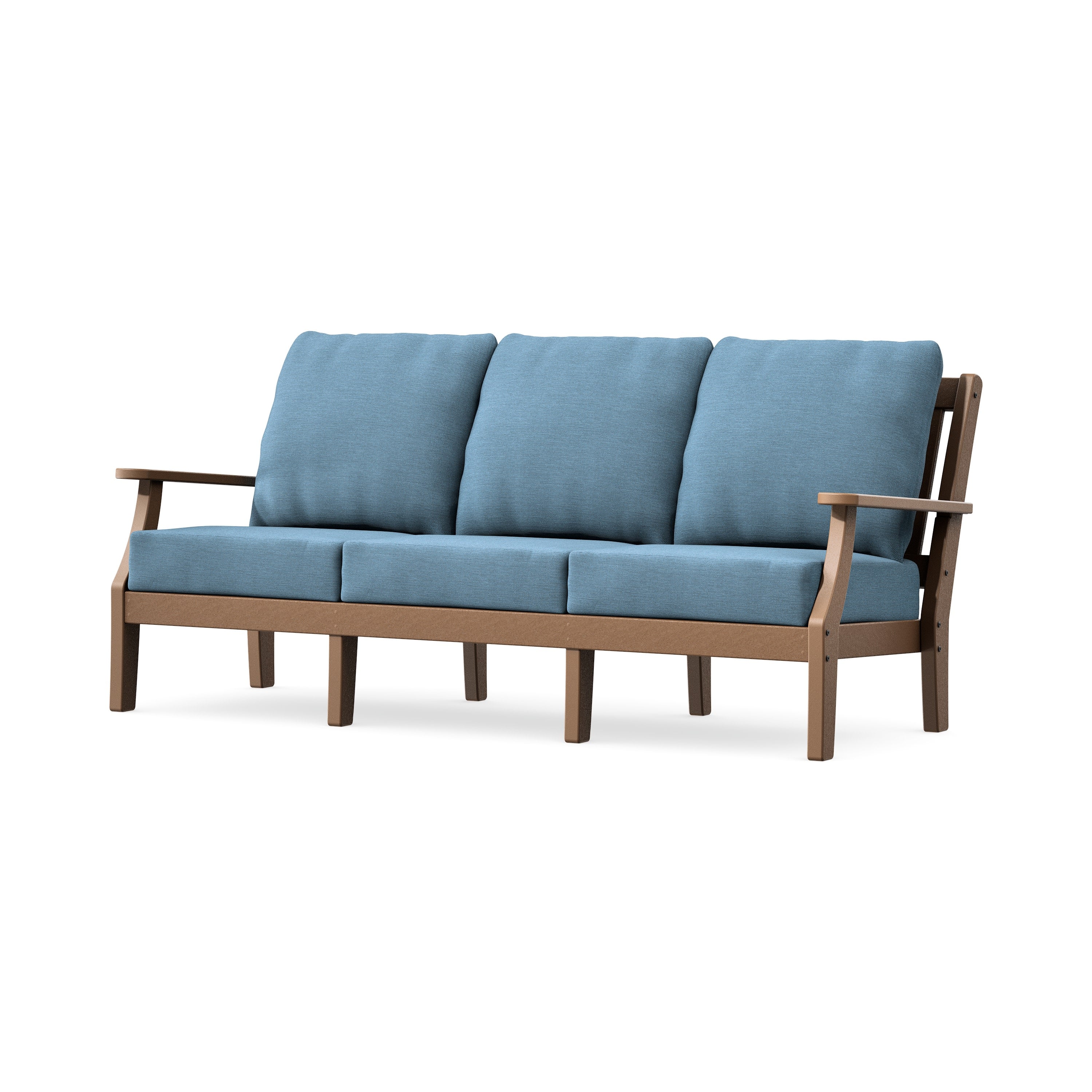 Chinoiserie Deep Seating Sofa in Teak / Sky Blue