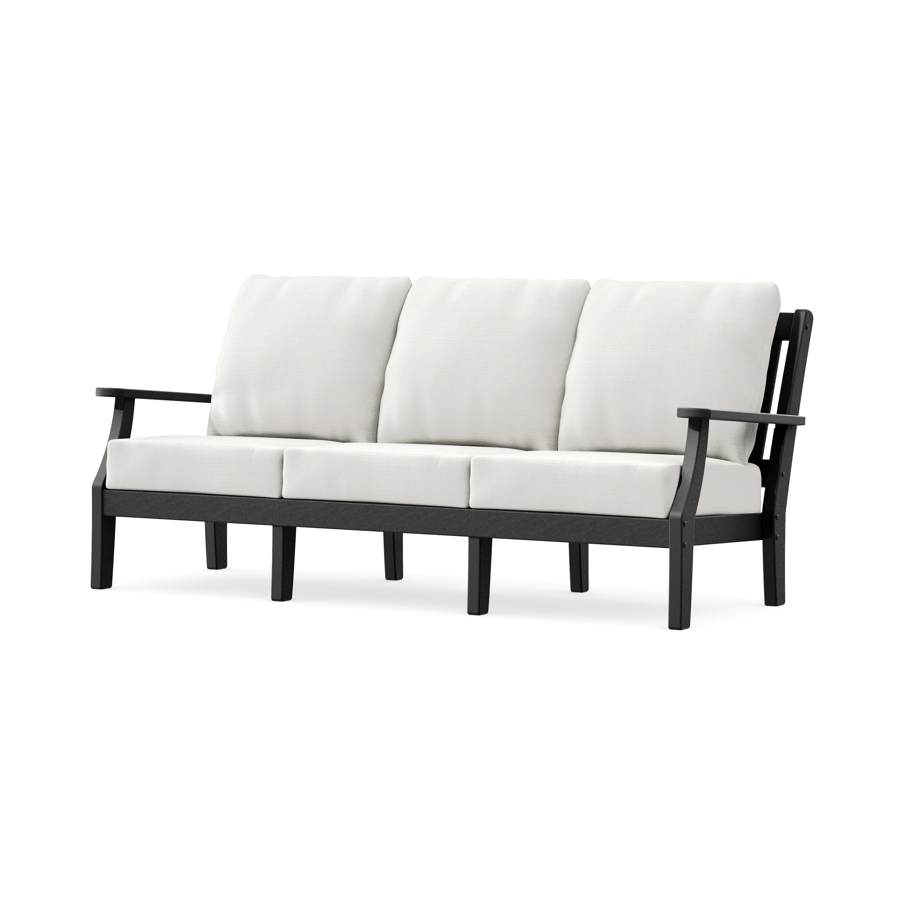 Chinoiserie Deep Seating Sofa in Black / Natural Linen