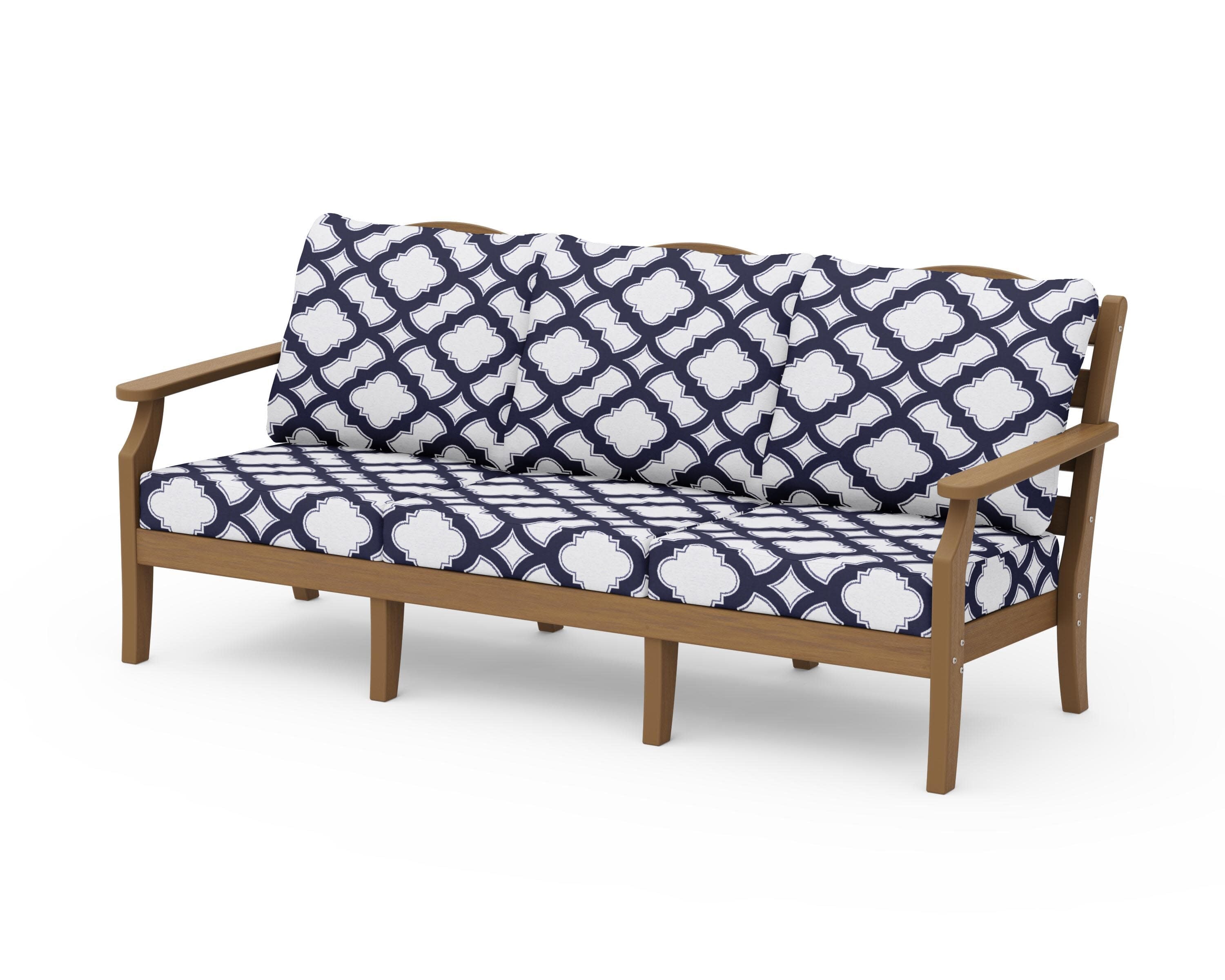 Savannah Deep Seating Sofa in Natural / Trellis Navy