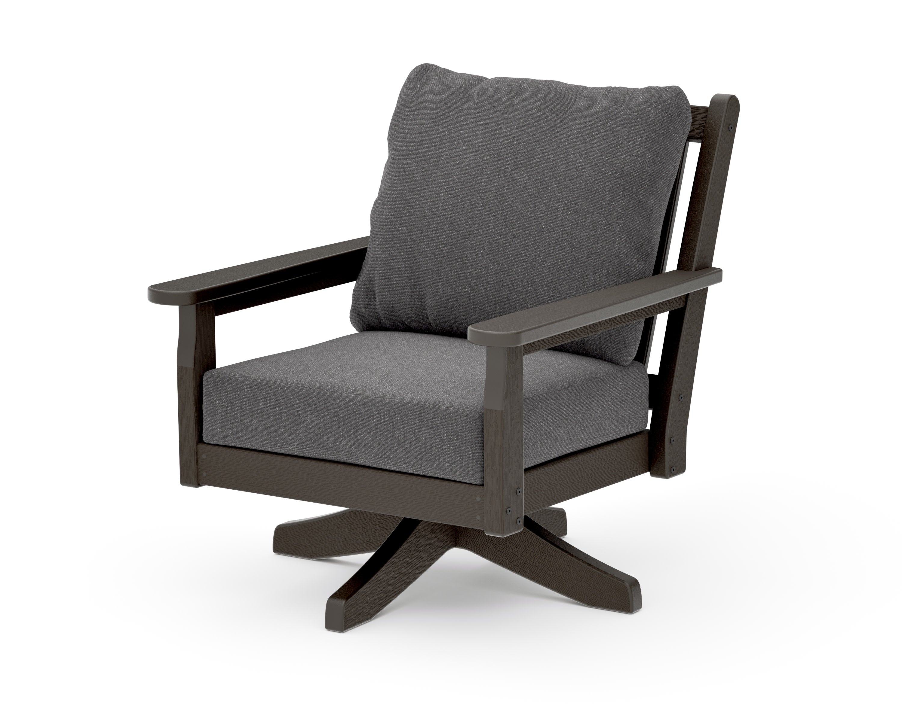 Chippendale Deep Seating Swivel Chair in Vintage Coffee / Ash Charcoal