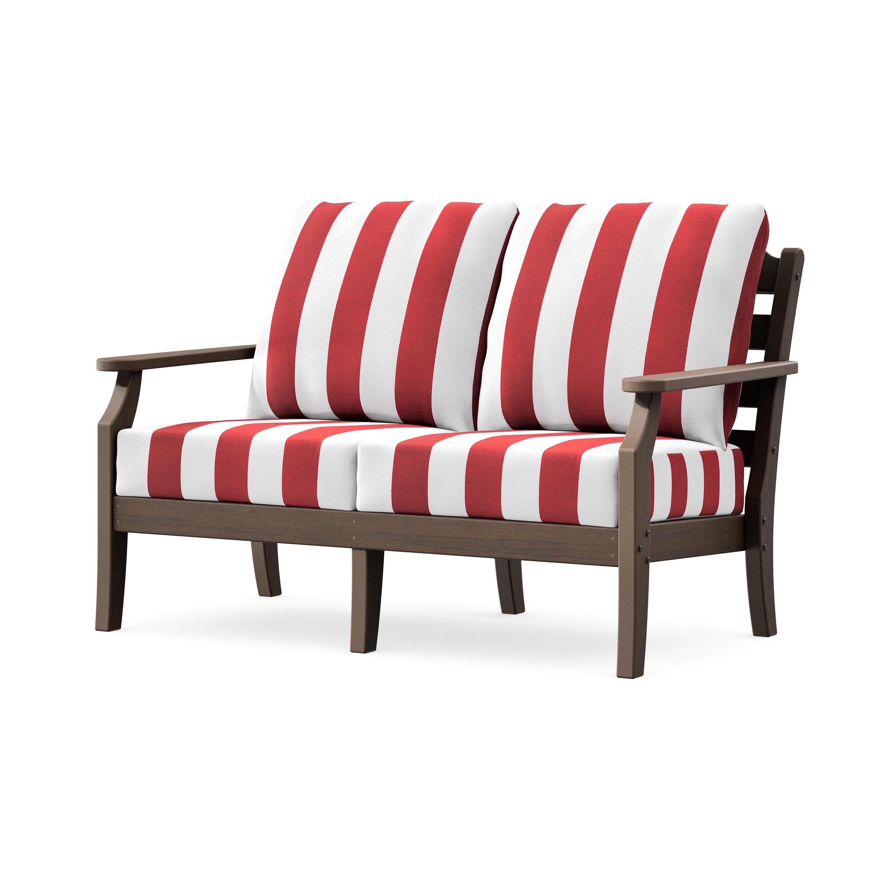 Savannah Deep Seating Loveseat in Kona / Cabana Stripe Crimson