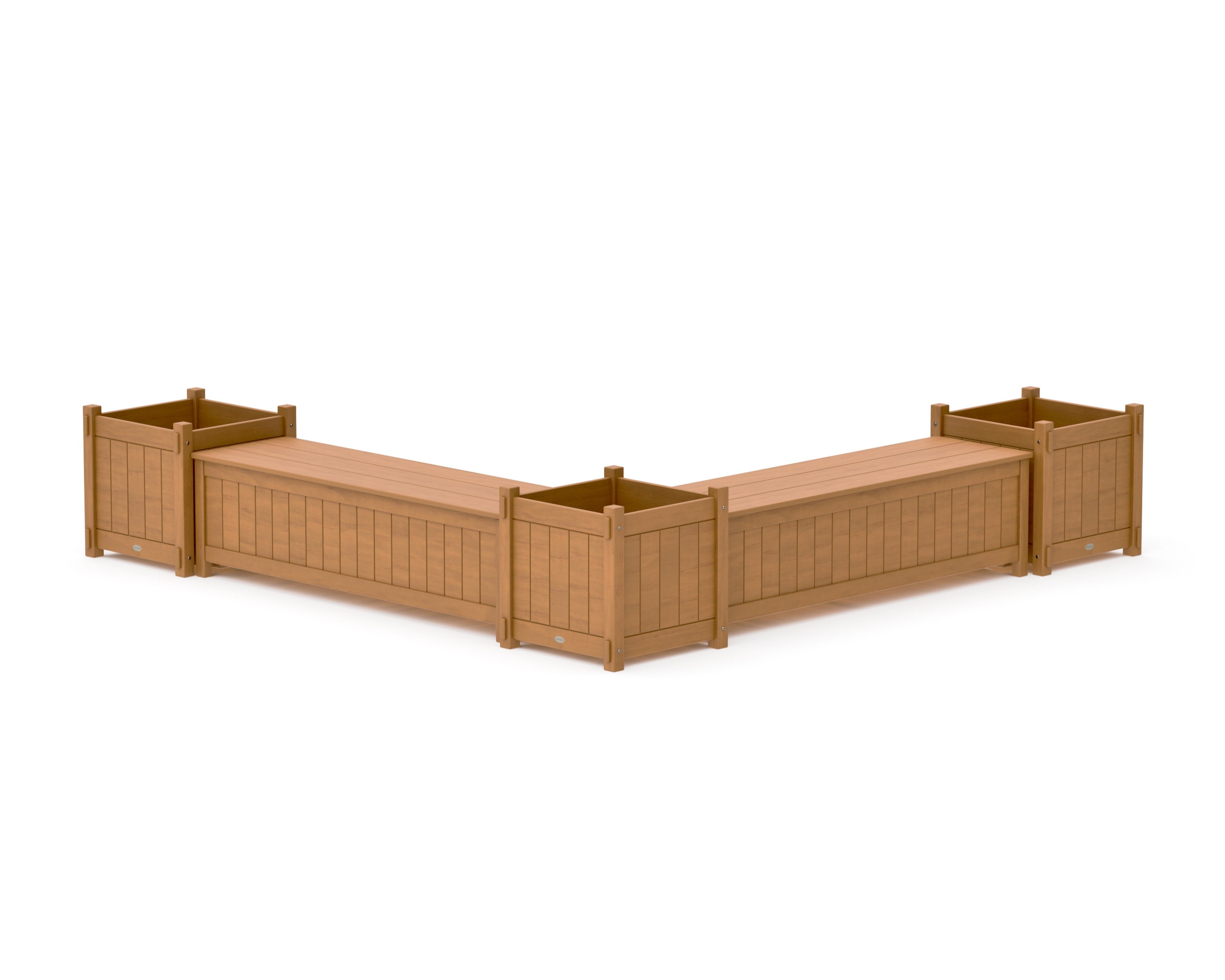 60" Vineyard L- Shaped Planter Storage Bench Corner Set- Large in Natural