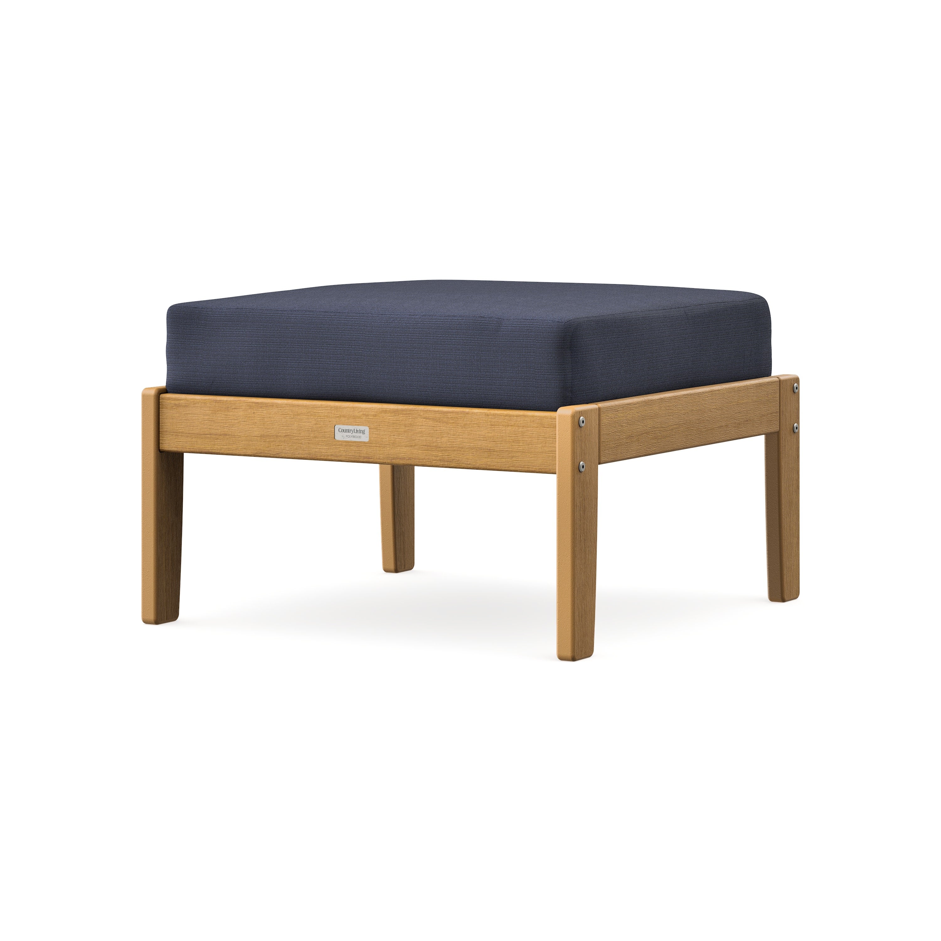Cottage Deep Seating Ottoman in Natural / Navy Linen