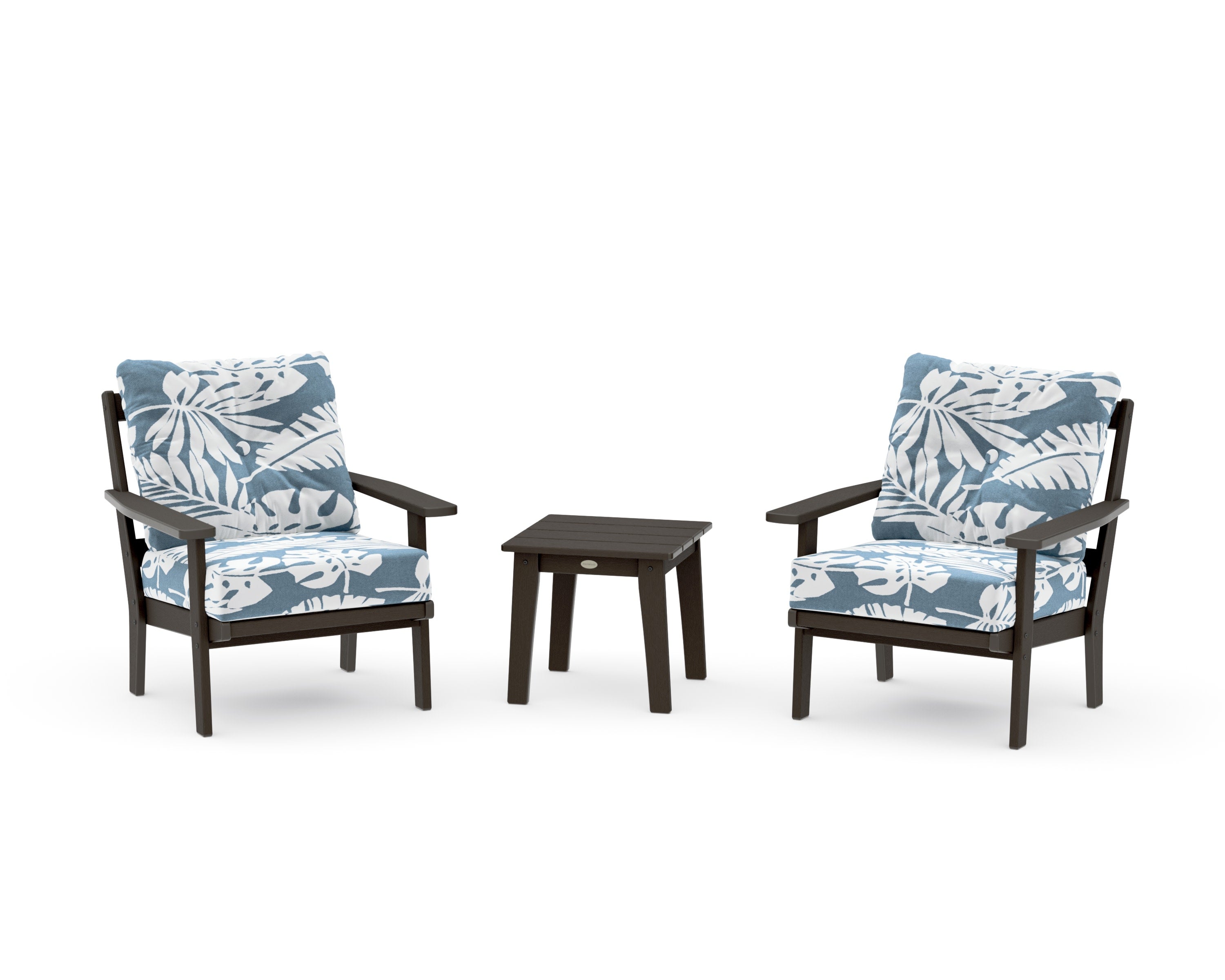 Prairie 3-Piece Deep Seating Set in Vintage Coffee / Leaf Sky Blue