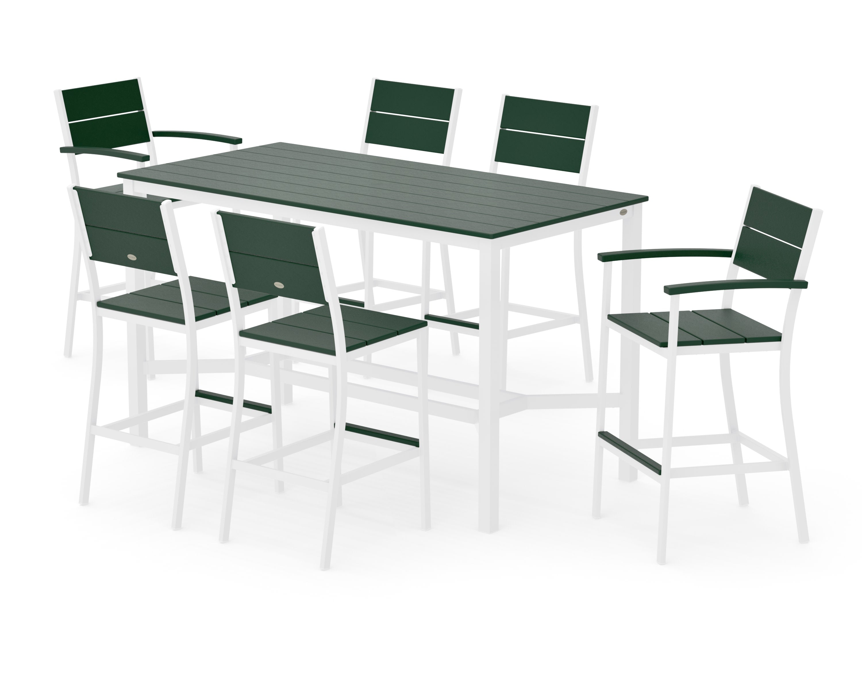 Main Street 7-Piece Bar Set in White / Green