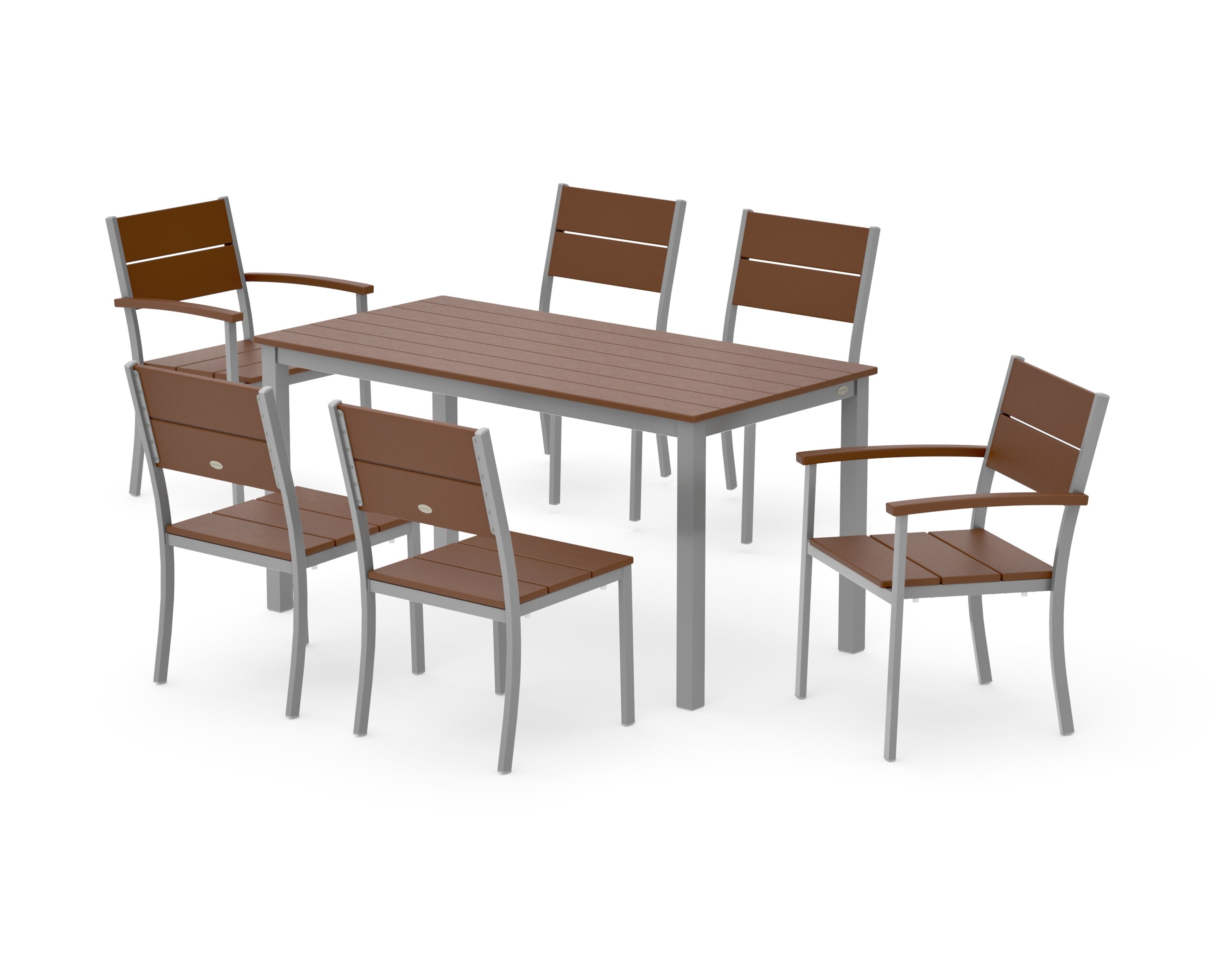 Main Street 7-Piece Dining Set in Silver / Teak