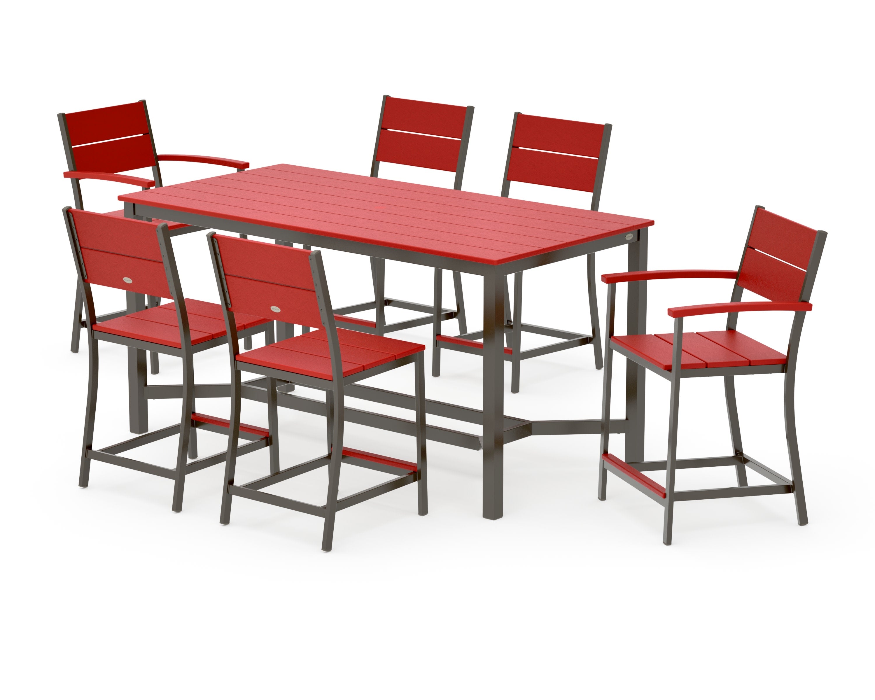 Main Street 7-Piece Counter Set in Bronze / Sunset Red