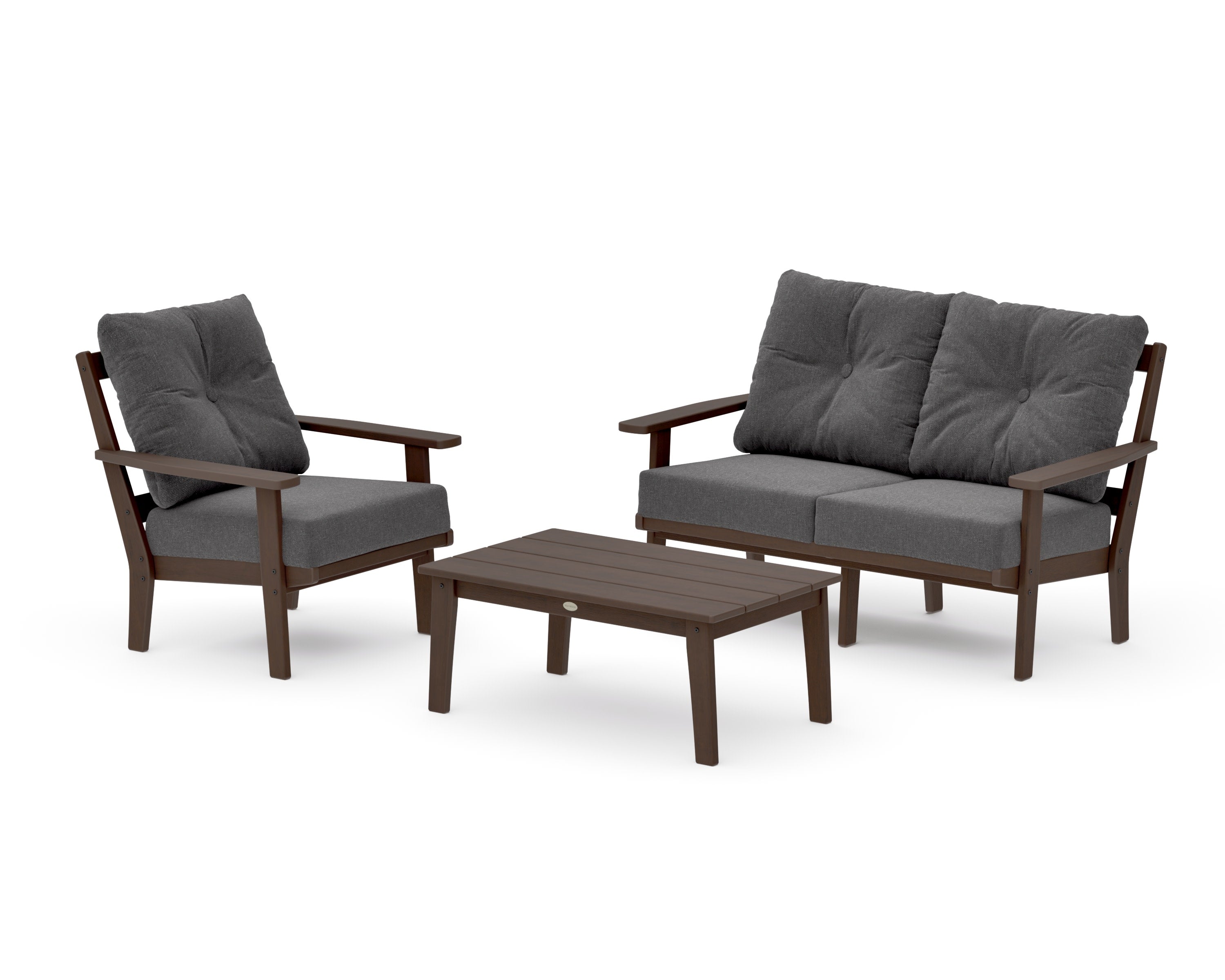 Oxford 3-Piece Deep Seating Set with Loveseat in Kona / Ash Charcoal