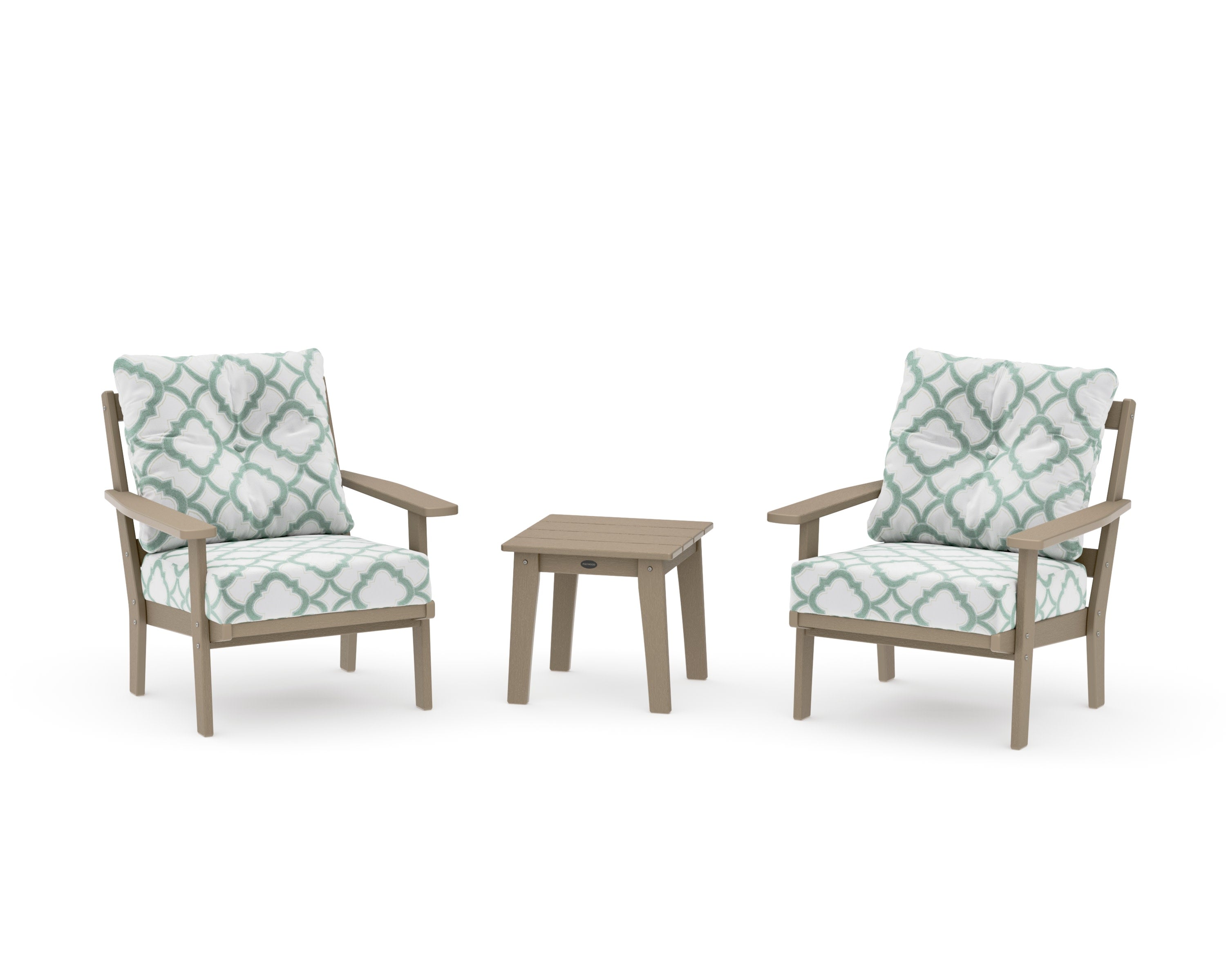Oxford 3-Piece Deep Seating Set in Vintage Sahara / Trellis Glacier Spa