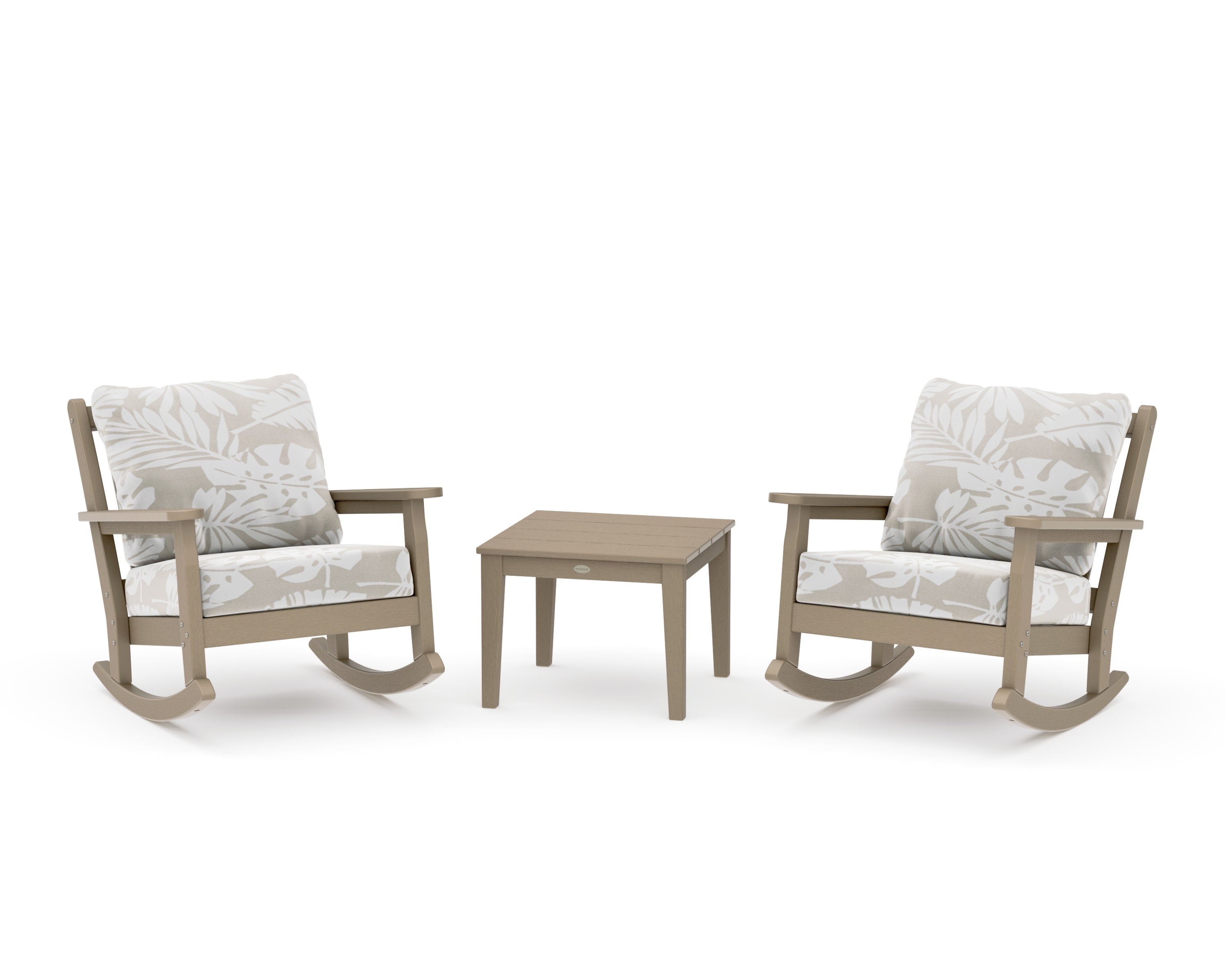 Chippendale 3-Piece Deep Seating Rocker Set in Vintage Sahara / Leaf Dune Burlap