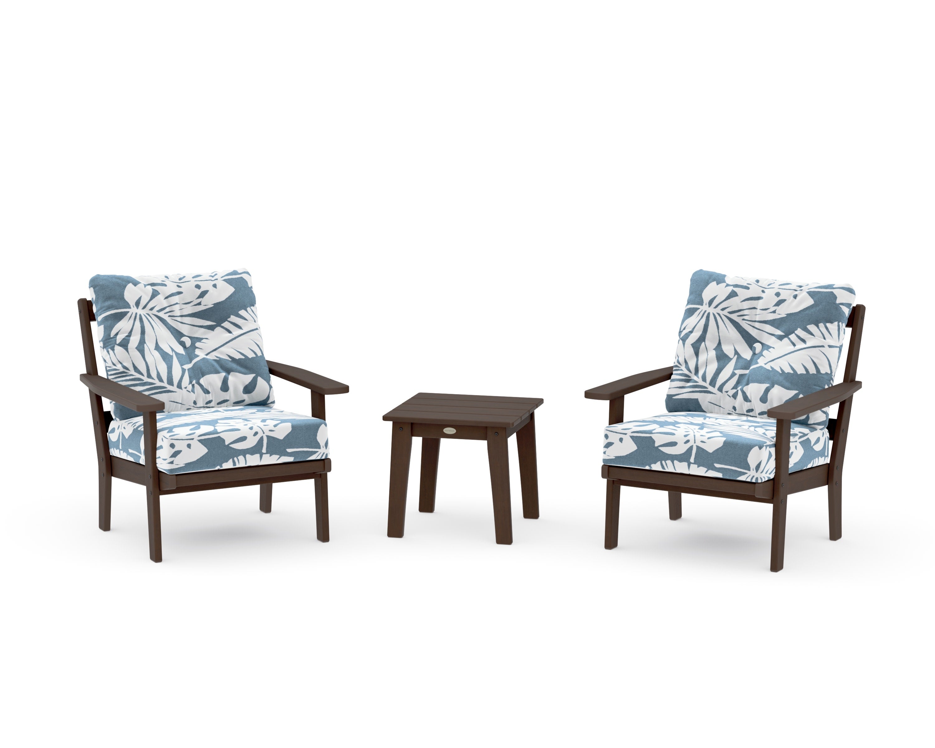 Prairie 3-Piece Deep Seating Set in Kona / Leaf Sky Blue