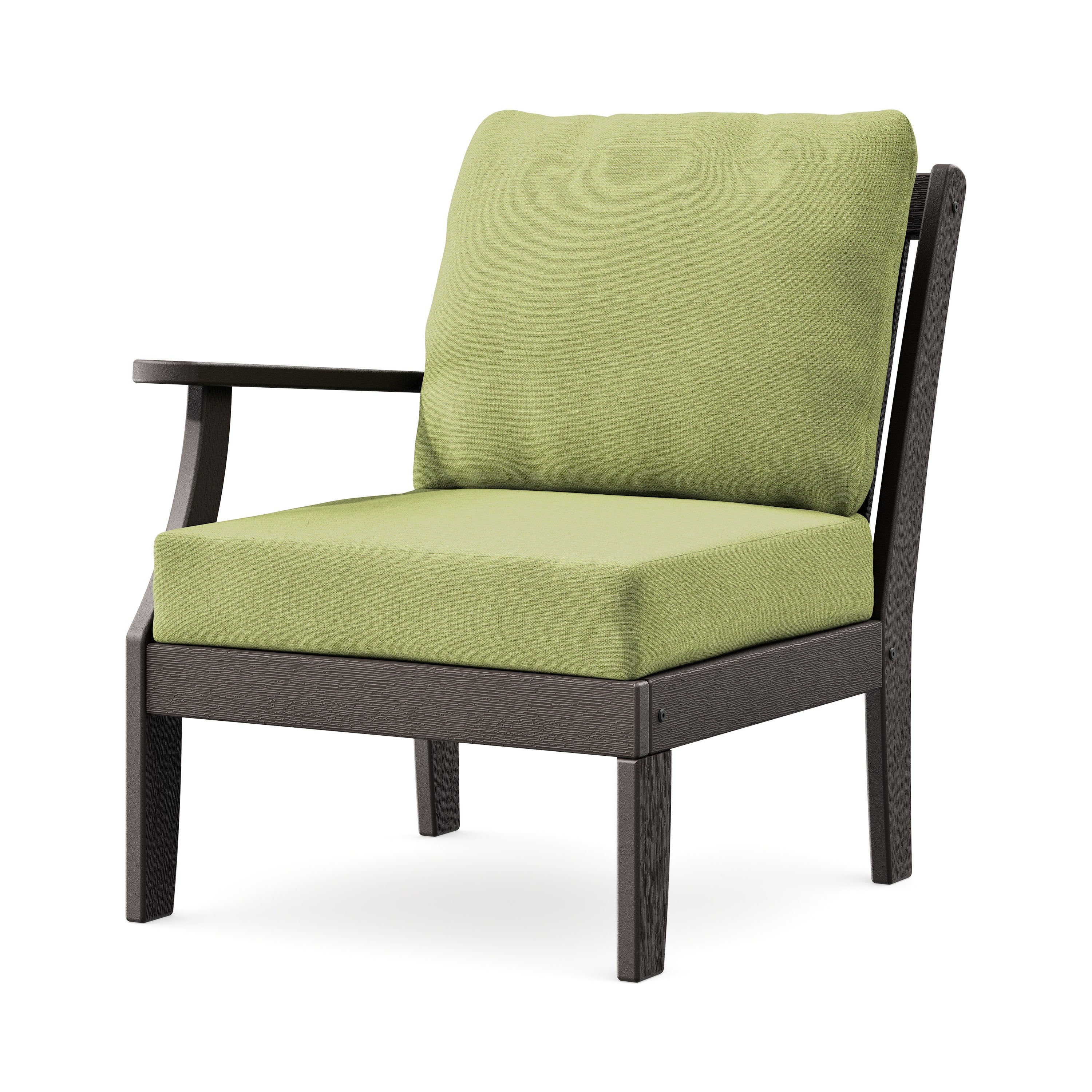 Braxton Modular Left Arm Chair in Vintage Coffee / Chartreuse Boucle