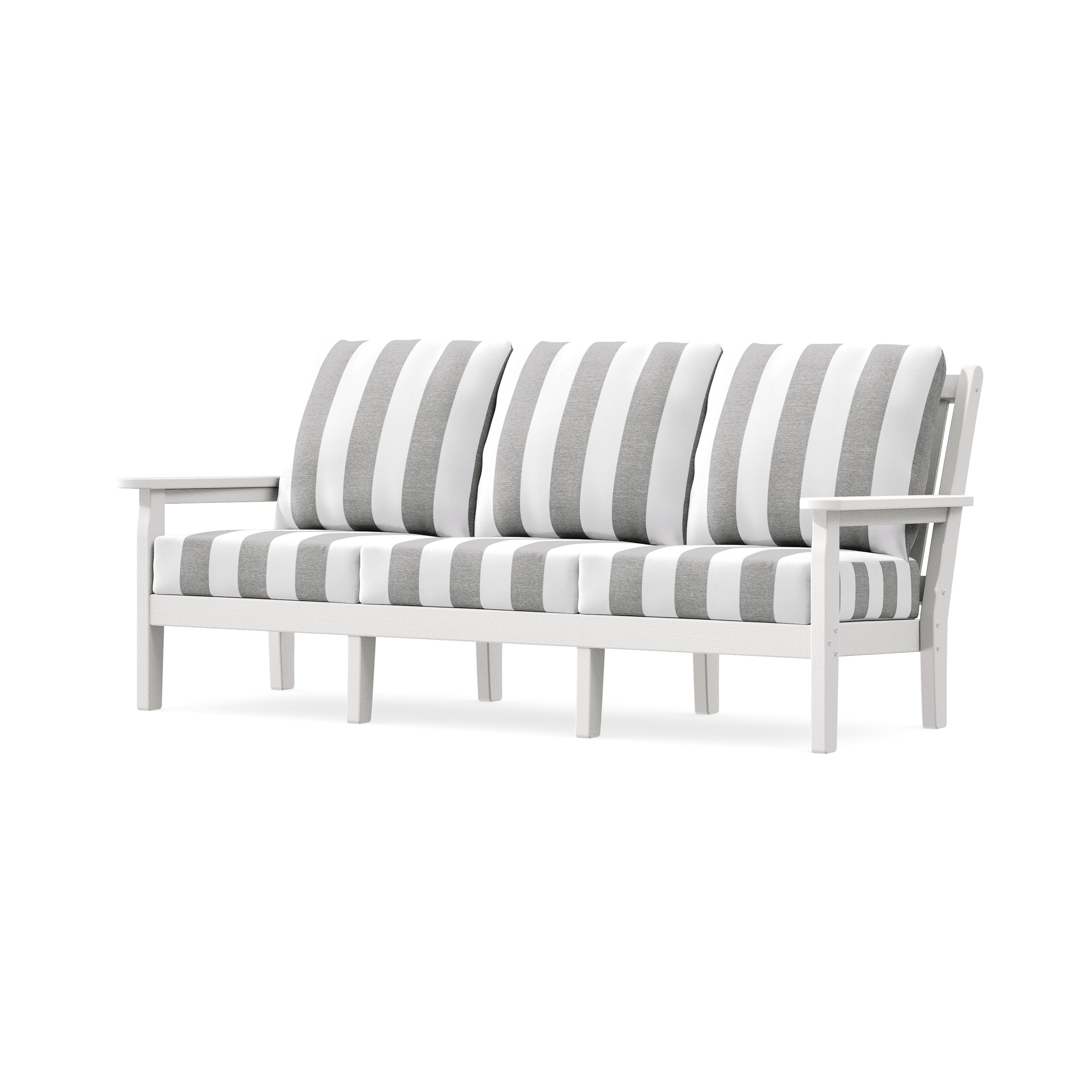 Chippendale Deep Seating Sofa in Vintage White / Cabana Stripe Grey Mist