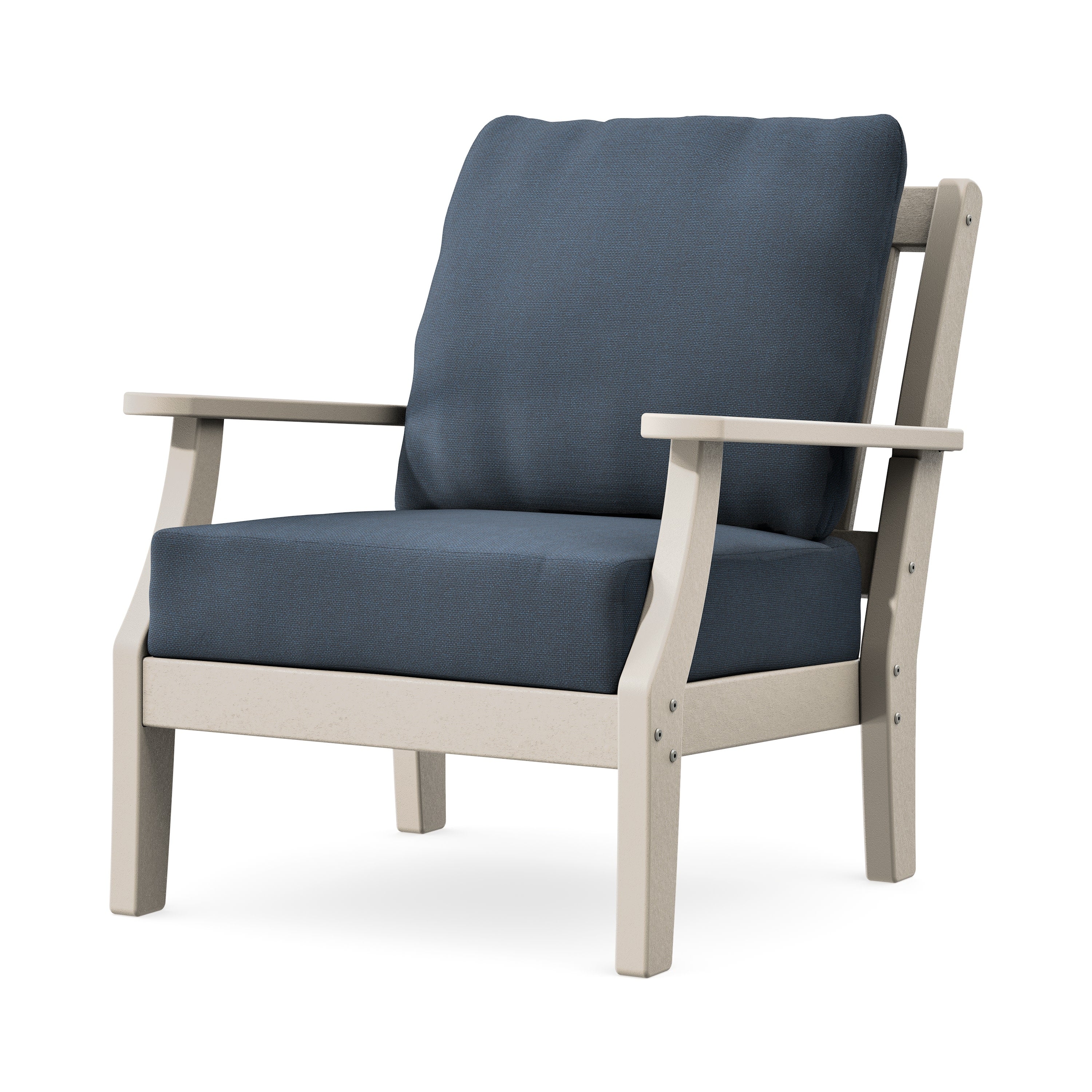 Chinoiserie Deep Seating Chair in Sand / Marine Indigo