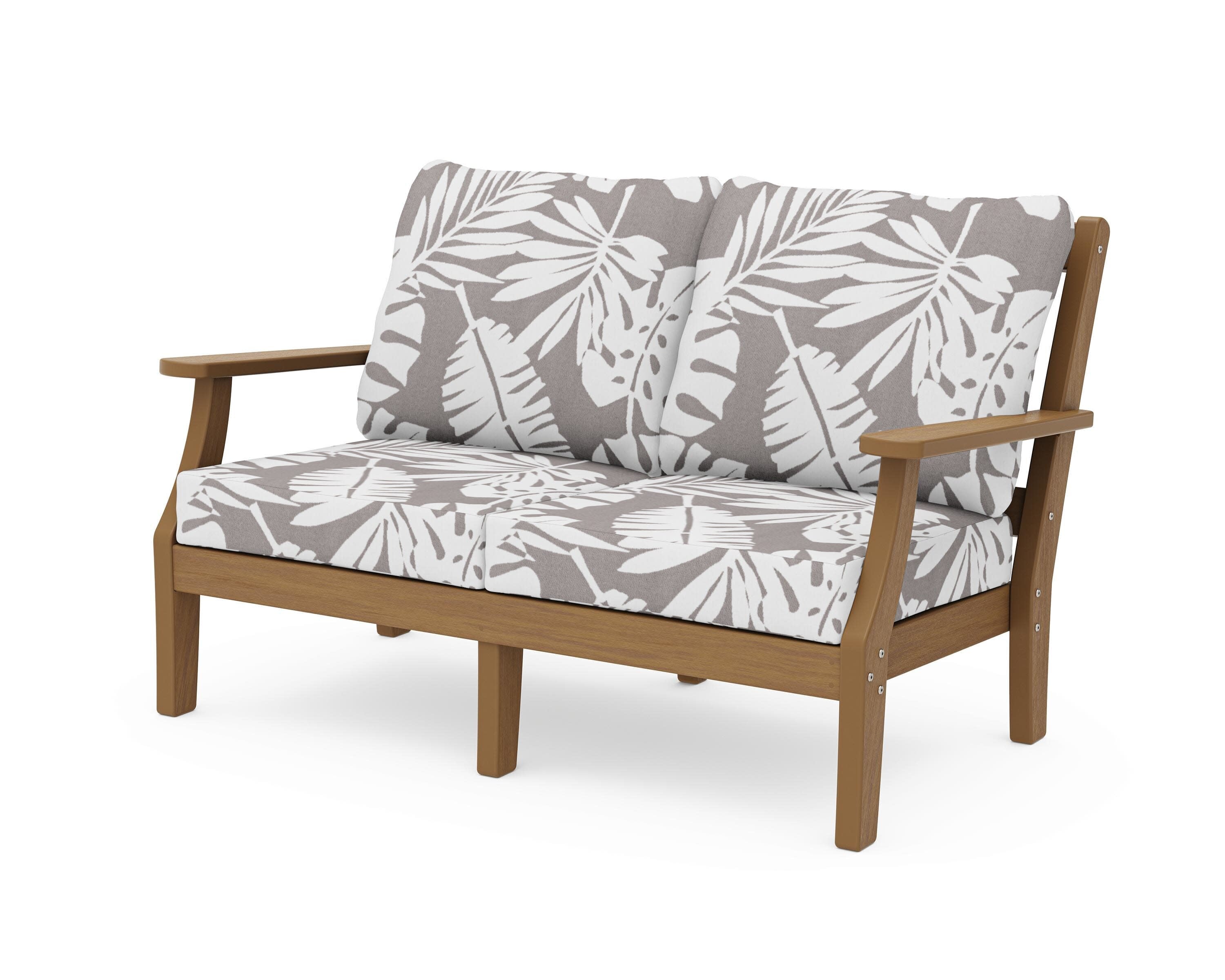 Chinoiserie Deep Seating Loveseat in Natural / Leaf Grey Mist