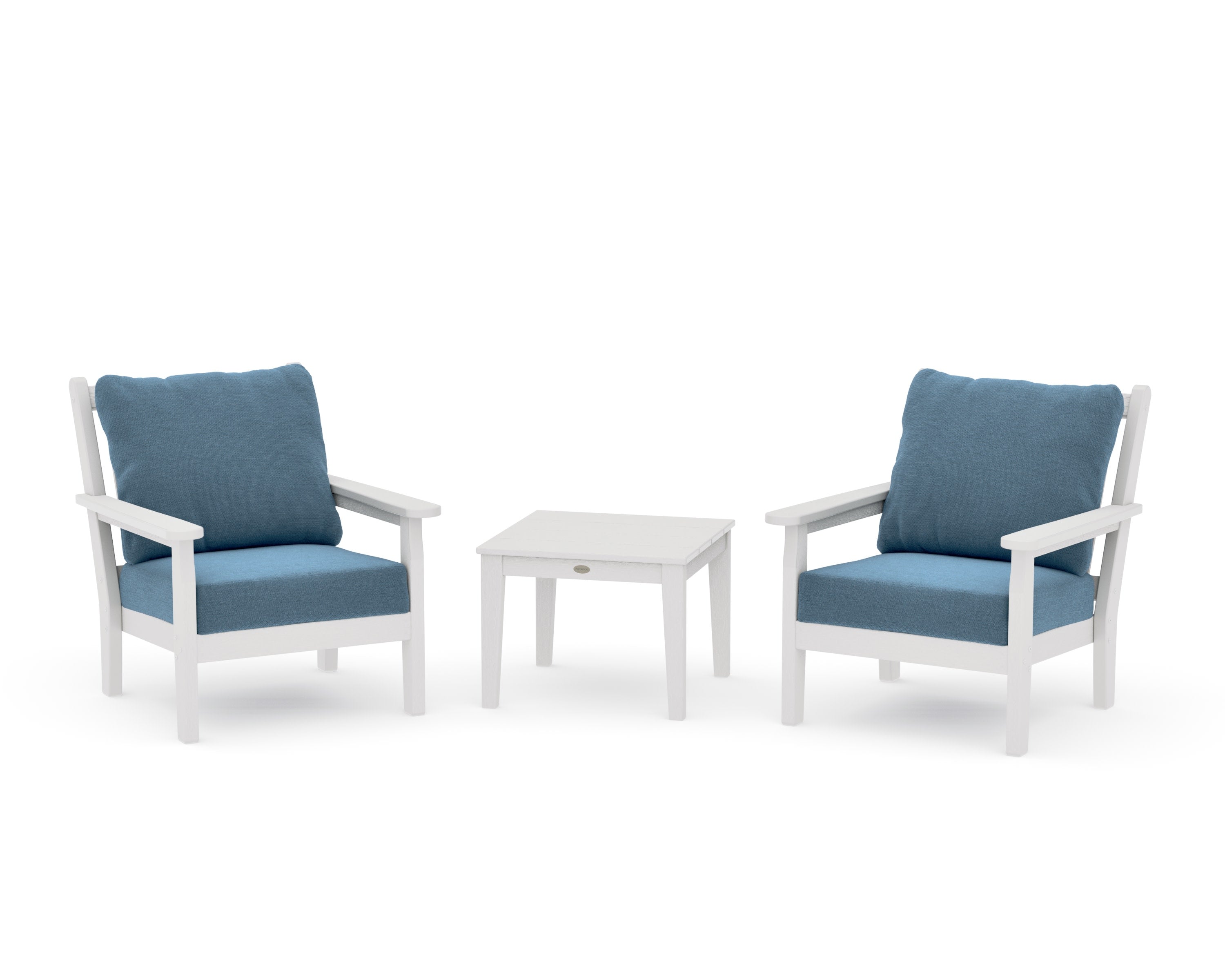 Chippendale 3-Piece Deep Seating Set in Vintage White / Sky Blue