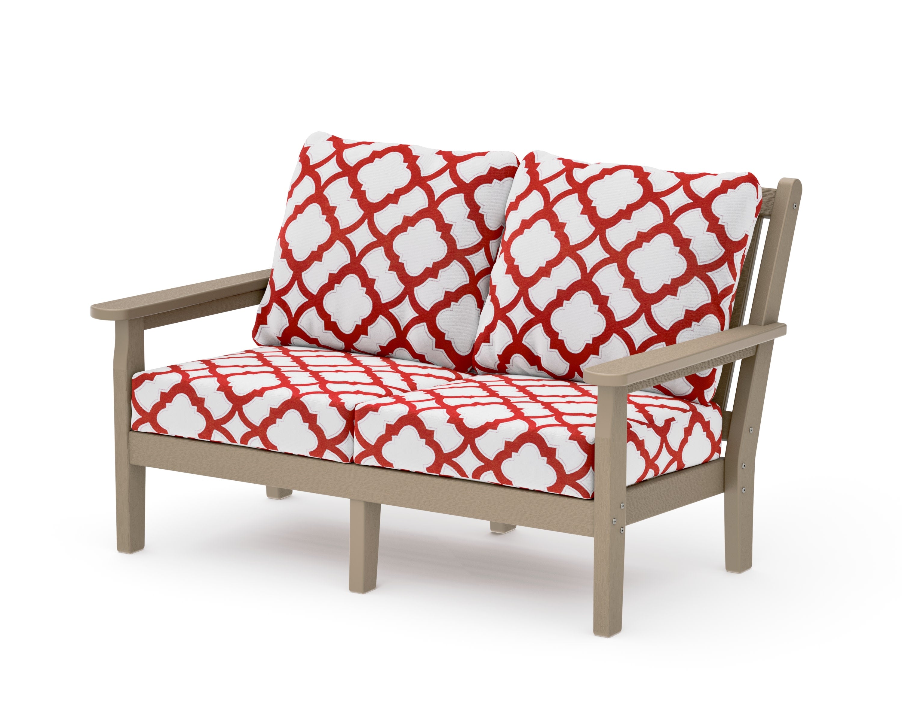 Chippendale Deep Seating Loveseat in Vintage Sahara / Trellis Crimson
