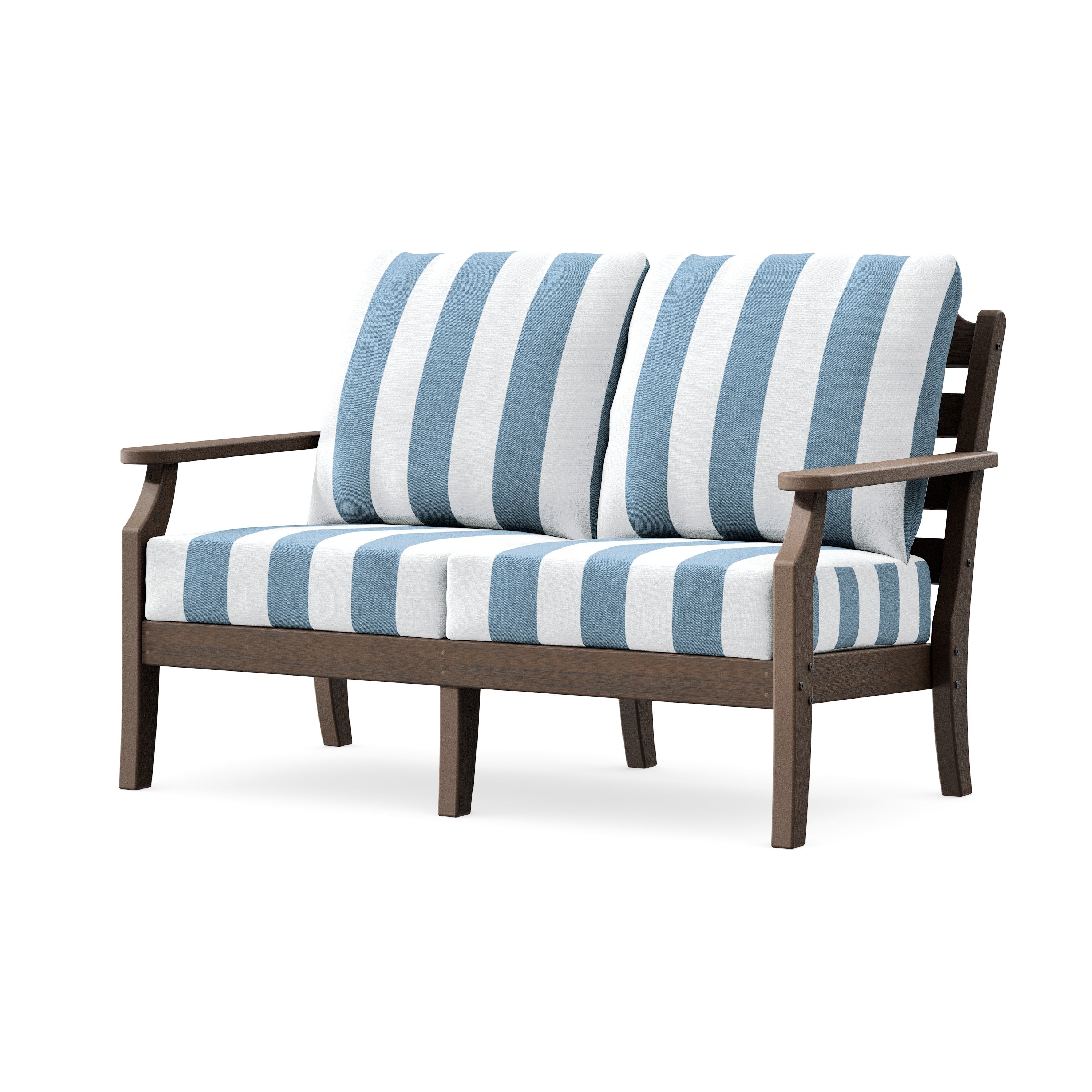 Savannah Deep Seating Loveseat in Kona / Cabana Stripe Sky Blue