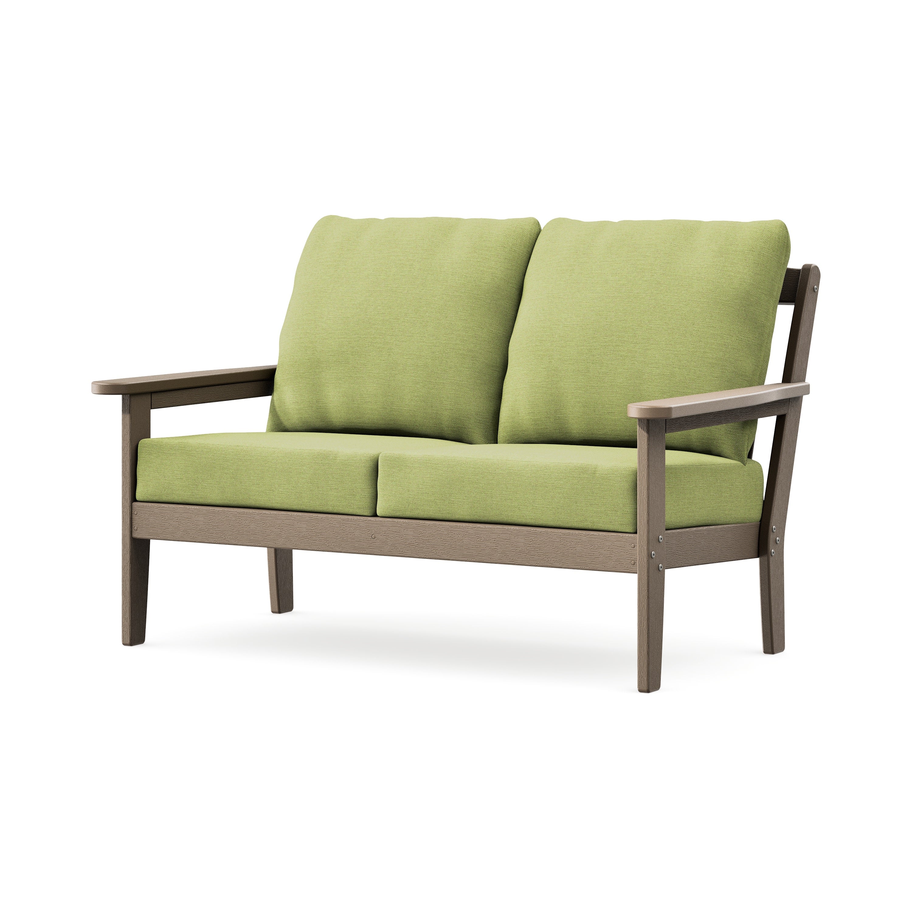 Cottage Deep Seating Loveseat in Vintage Sahara / Chartreuse Boucle
