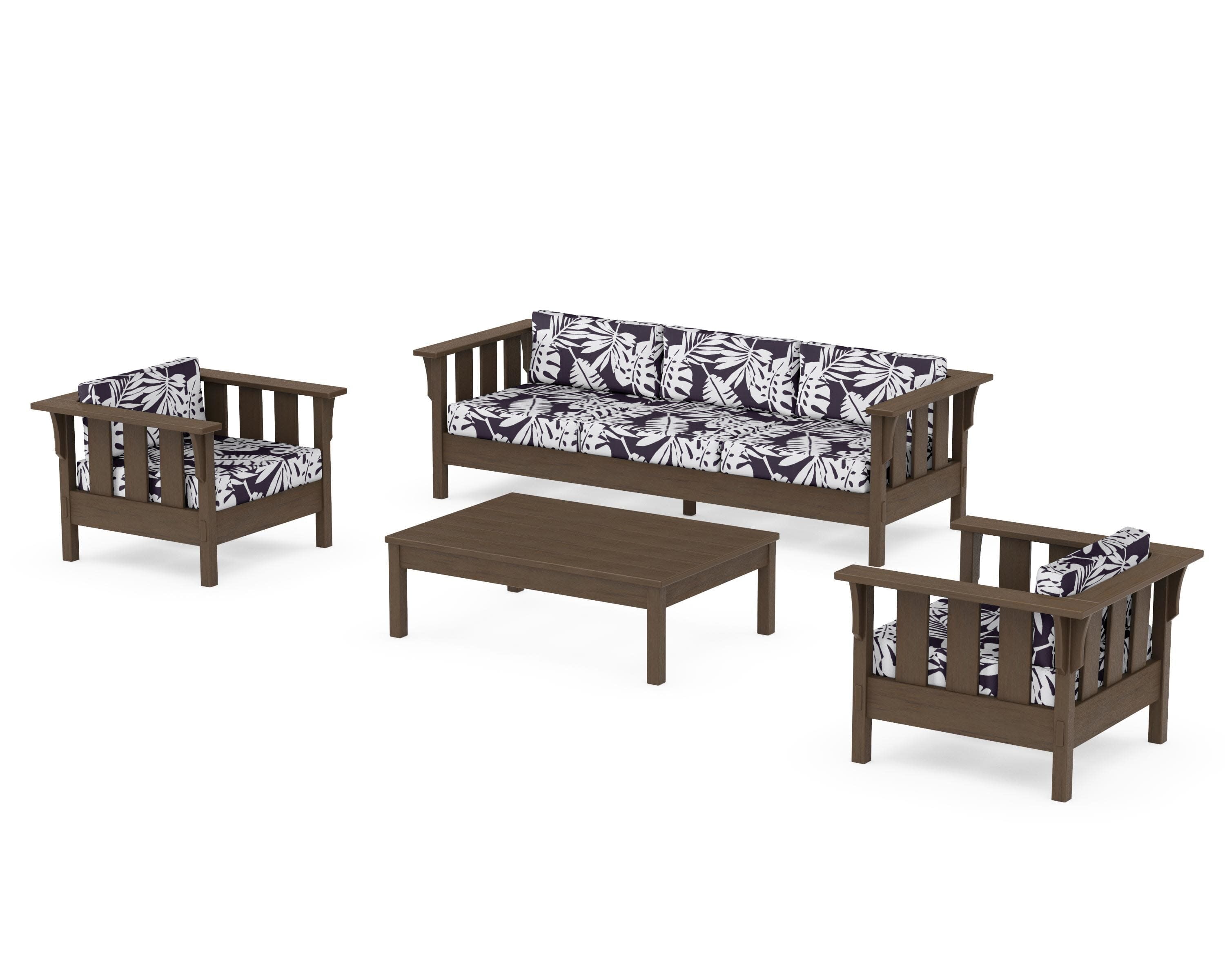 Acadia 4-Piece Deep Seating Set with Sofa in Kona / Leaf Navy