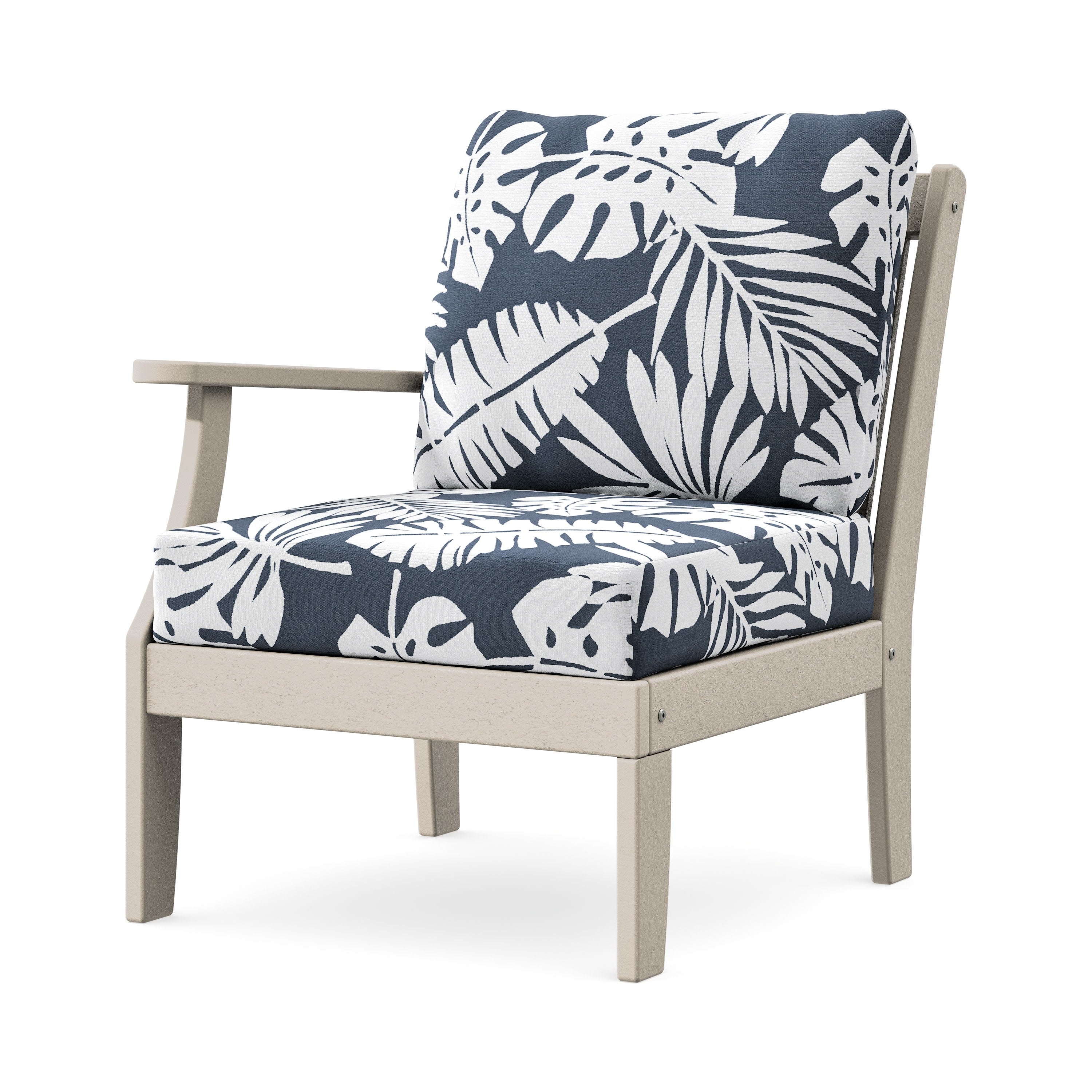 Braxton Modular Left Arm Chair in Sand / Leaf Marine Indigo